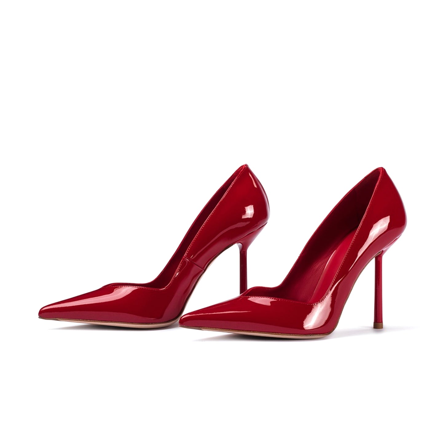 Patent Red Pointed-Toe Sleek Slip-On High Heels