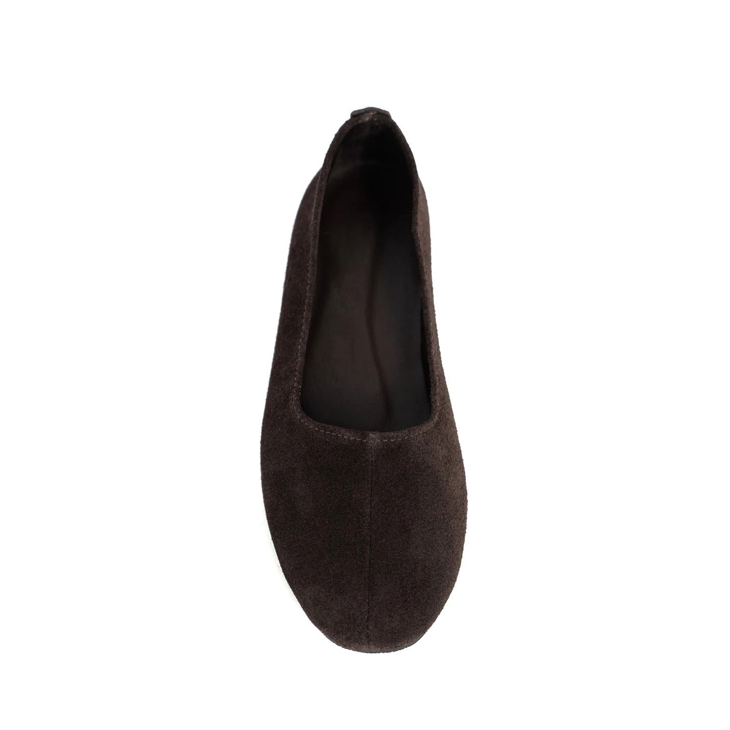 Coffee Cow Suede Round-Toe Slip-On Classic Ballet Flats