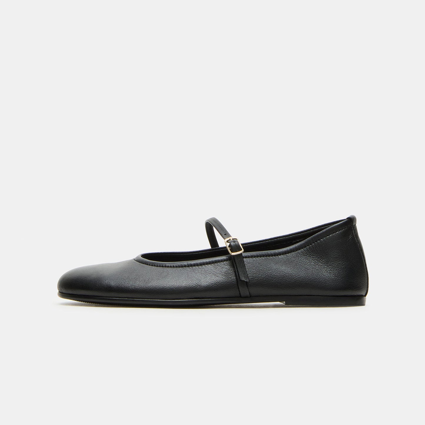 Black Round-Toe Buckle Mary Jane Classic Ballet Flats