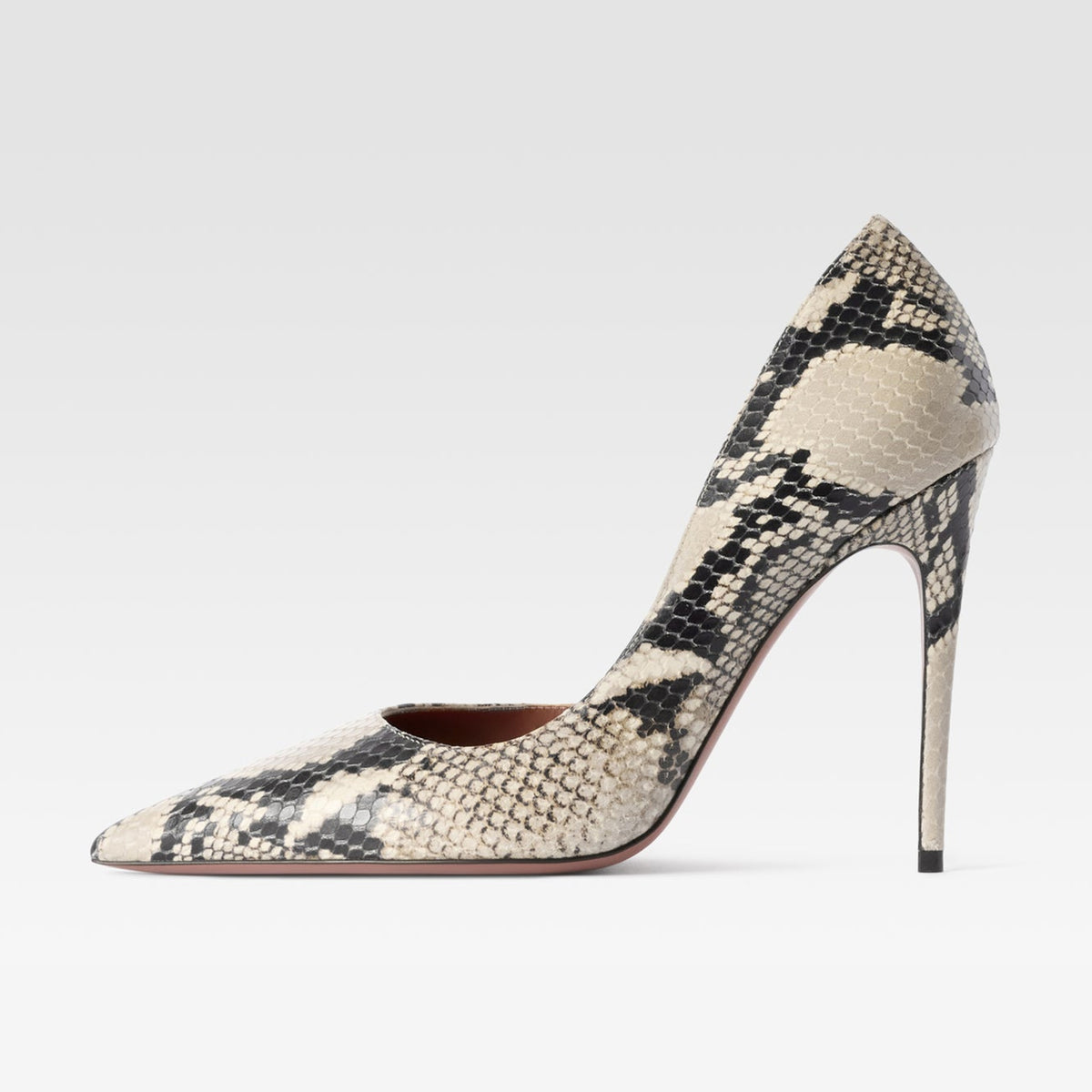 Clear Snakeskin Pattern Vegan Leather Pointed-Toe Slip-On Pumps High Heels