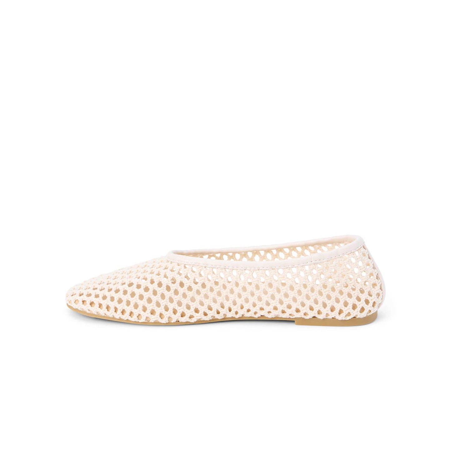 Ivory Woven Vegan Leather Round-Toe Slip-On Stylish Flats