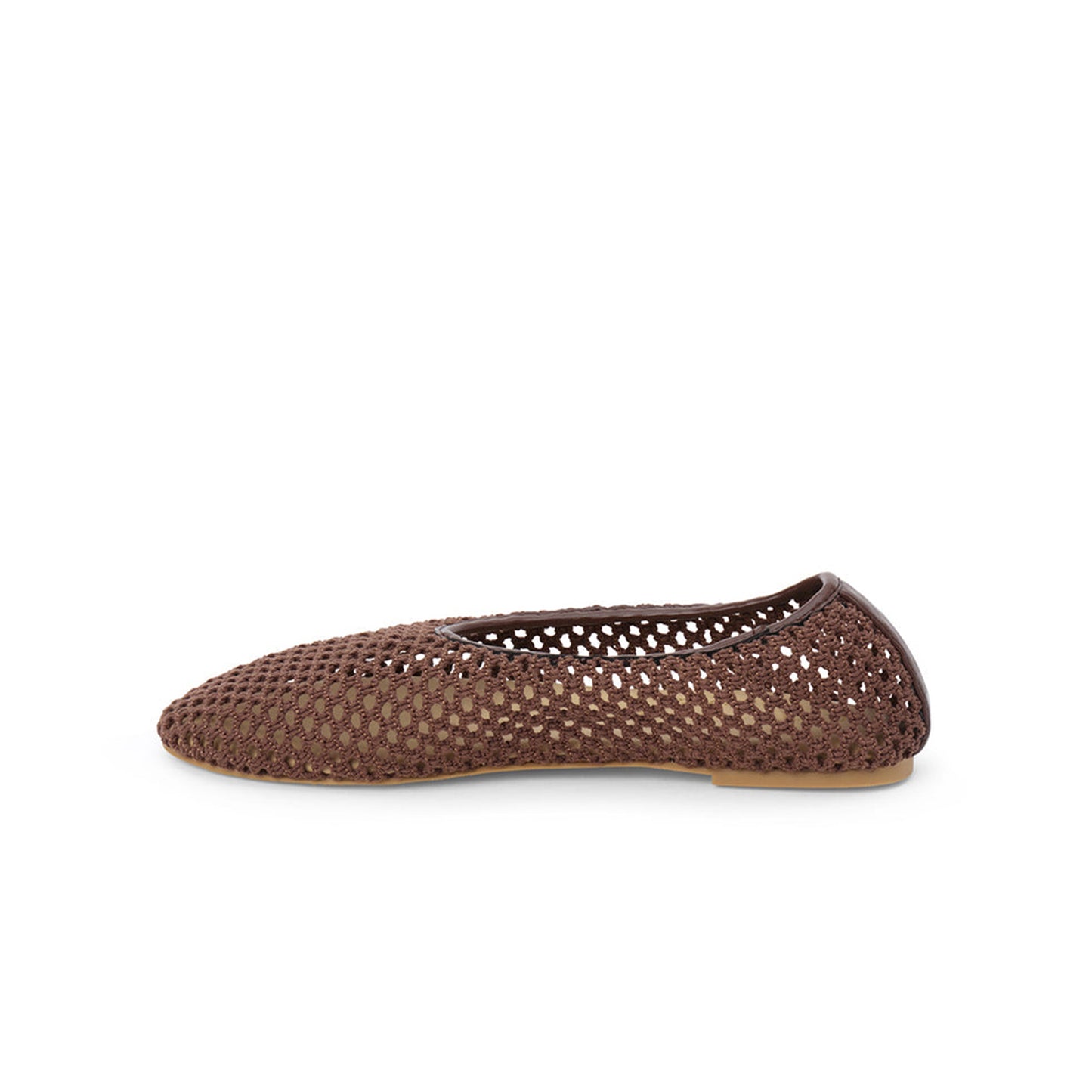 Chocolate Woven Vegan Leather Round-Toe Slip-On Stylish Flats