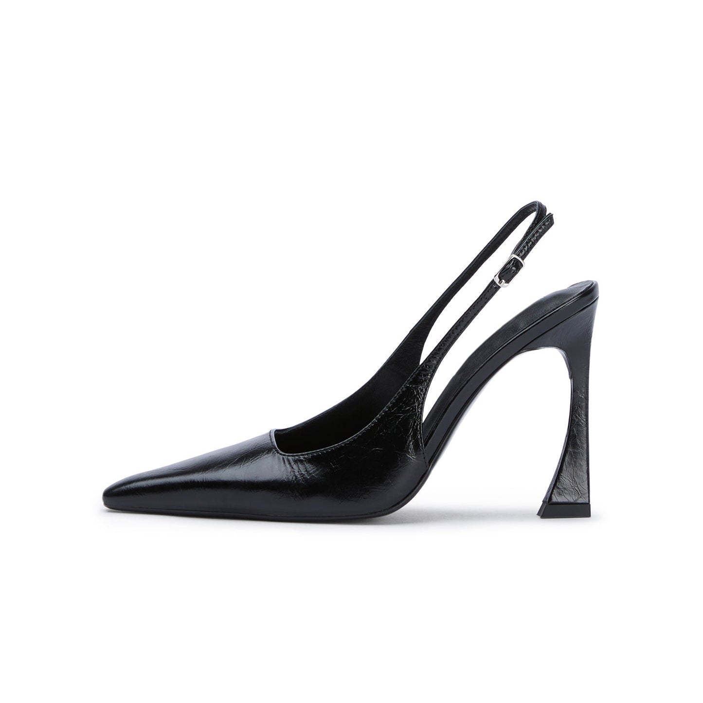 Black Pointed-Toe Slingback Pumps High Heels