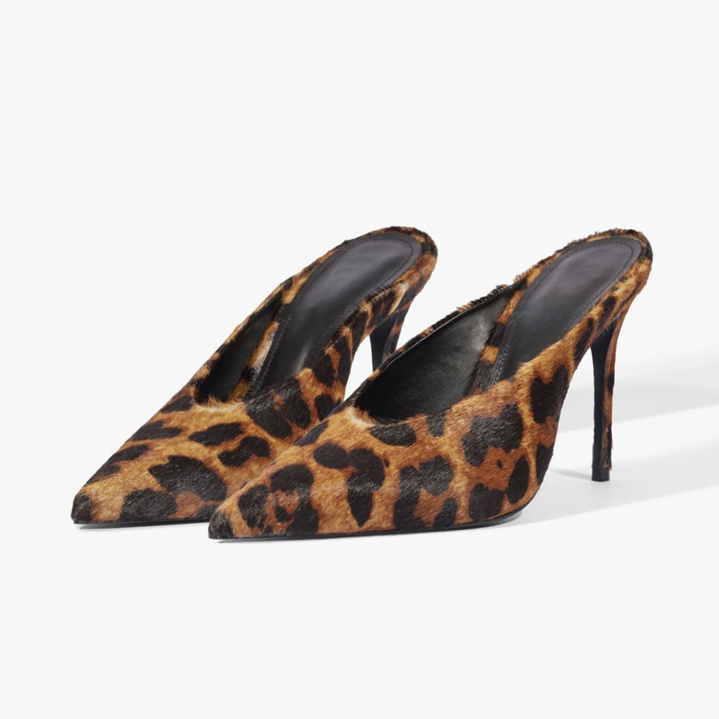 Leopard Pattern Pointed-Toe Slip-On Backless Chic Pumps High Heels