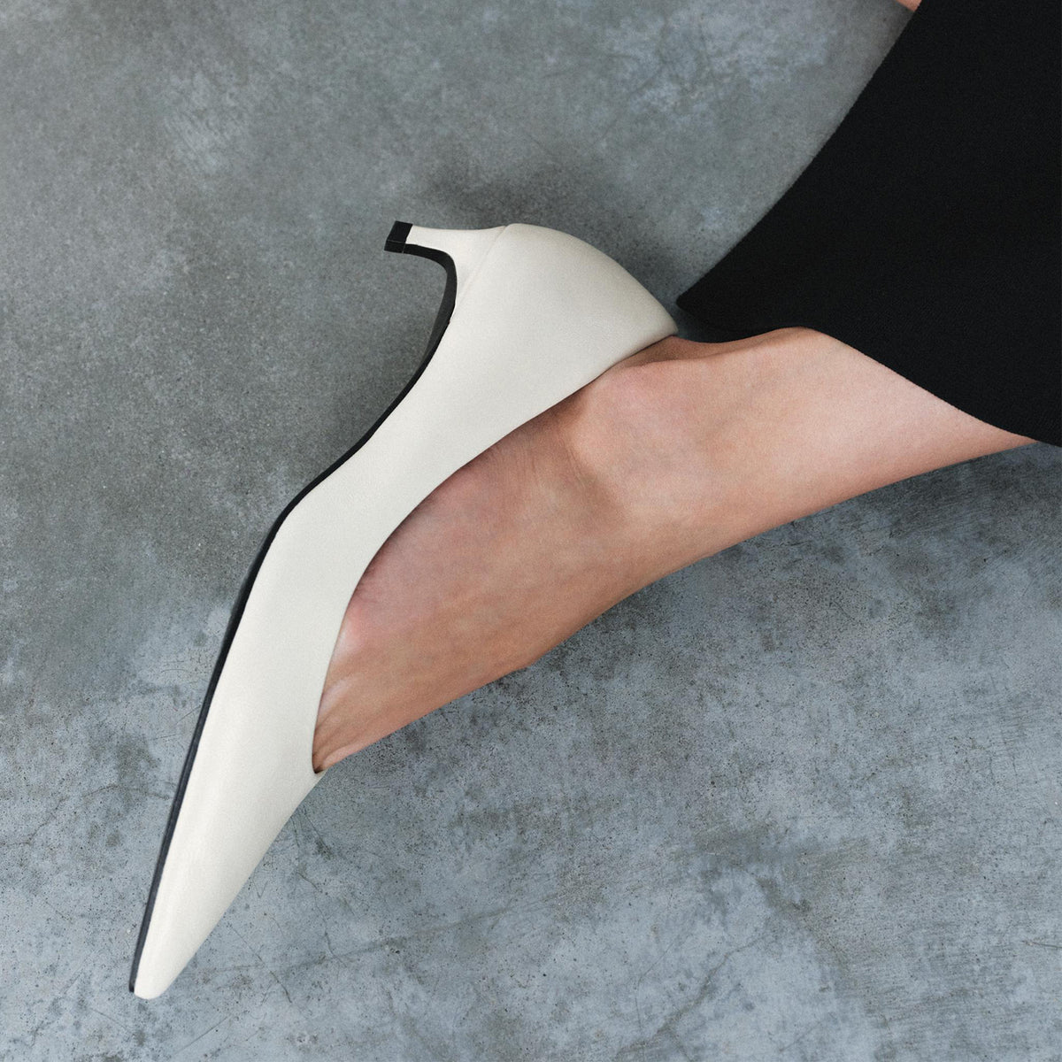 White Vegan Leather Pointed-Toe Slip-On Chic Kitten Heels