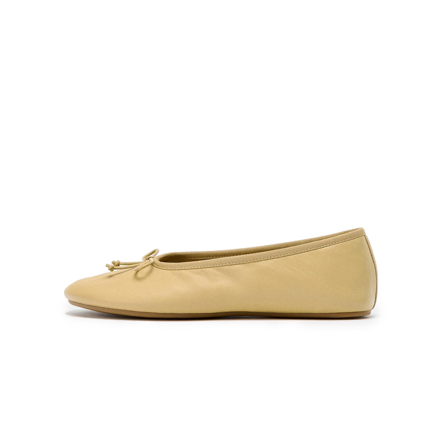 Light Khaki Round-Toe Classic Front Bow Stylish Ballet Flats