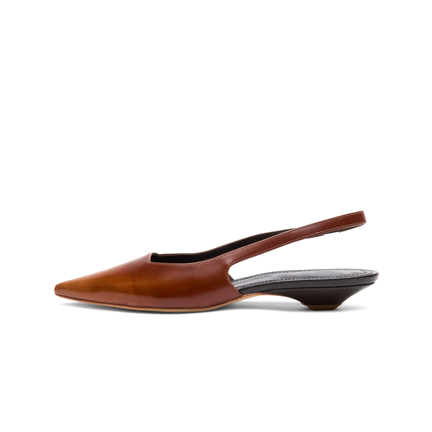 Caramel Pointed-Toe Classic Slingback Kitten Heels