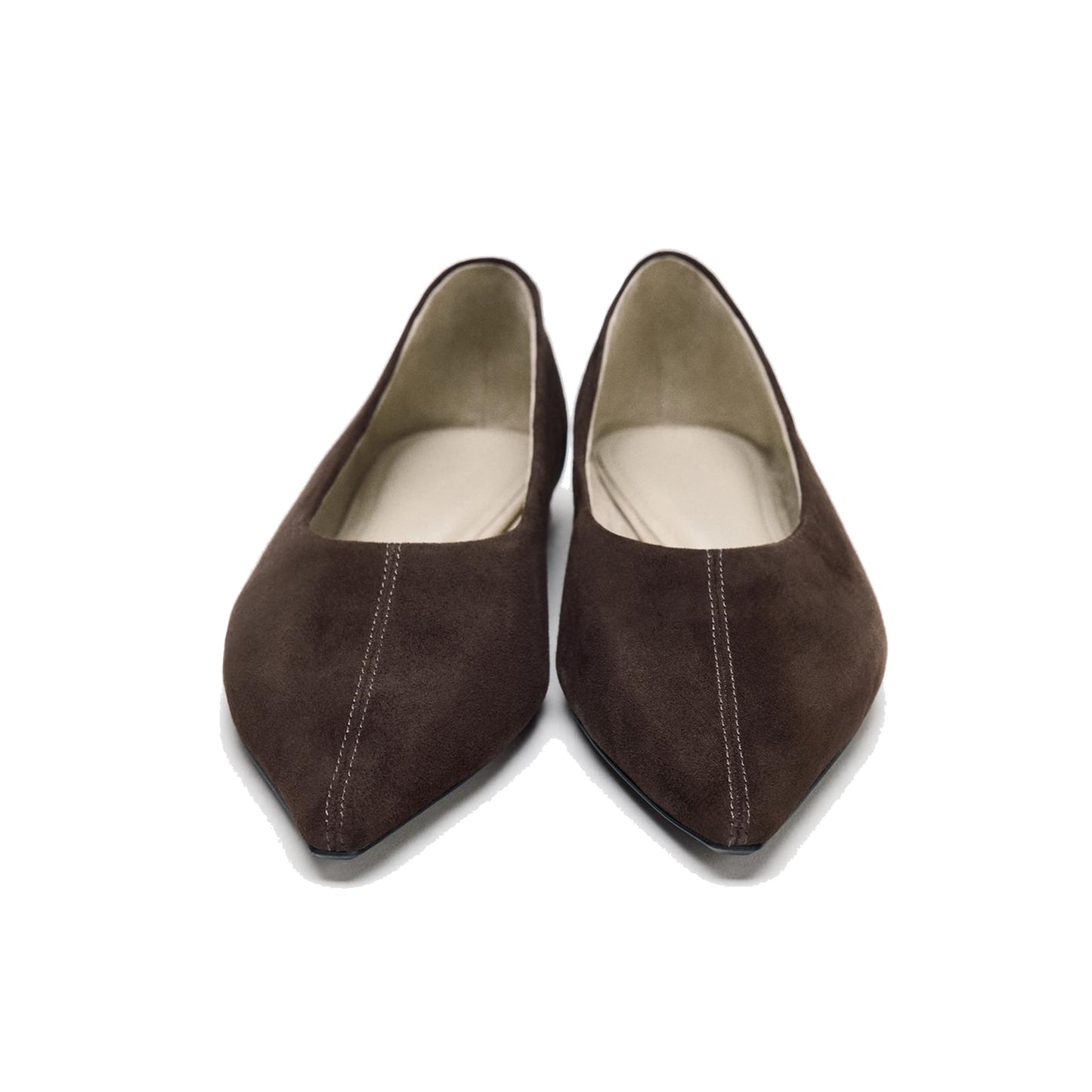 Chocolate Faux Suede Pointed-Toe Slip-On Flats
