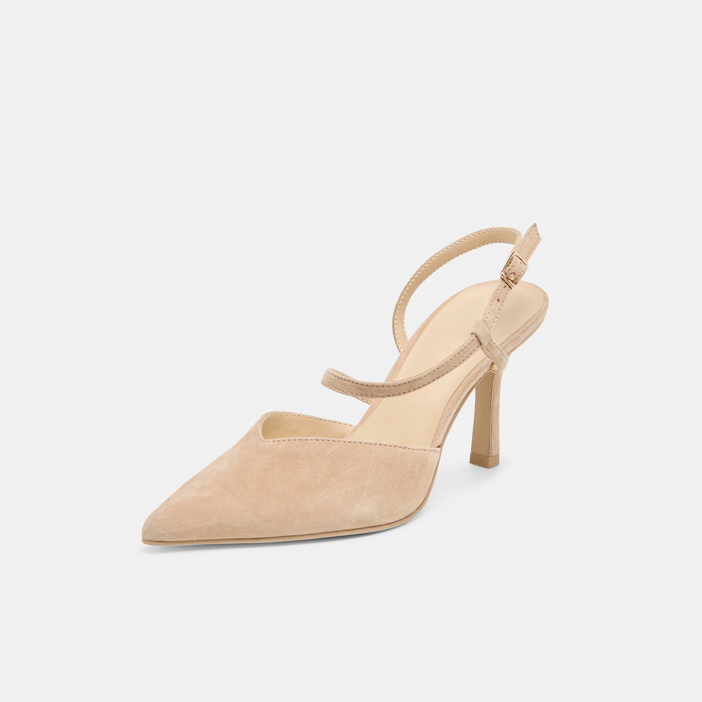Camel Faux Suede Pointed-Toe S-Shaped Strap High Heels