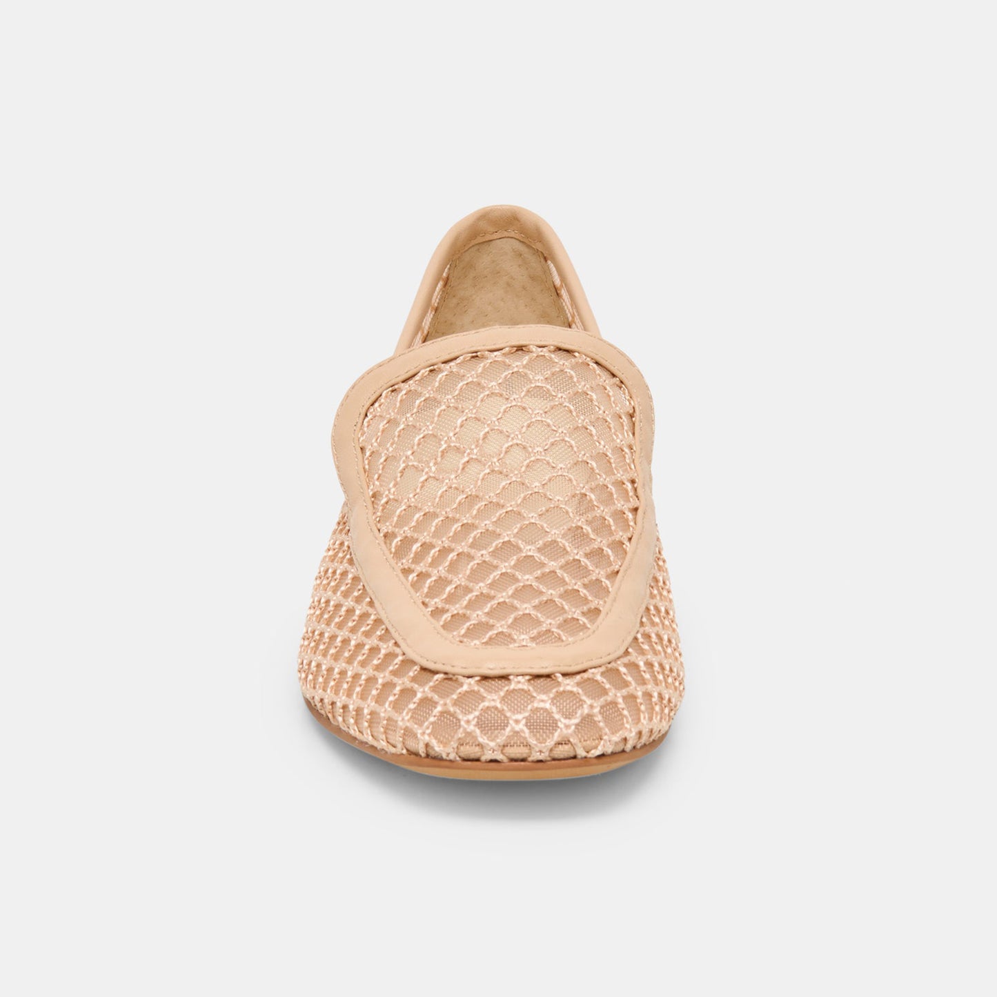 Beige Mesh Square-Toe Simple Classic Slip-On Ballet Flats