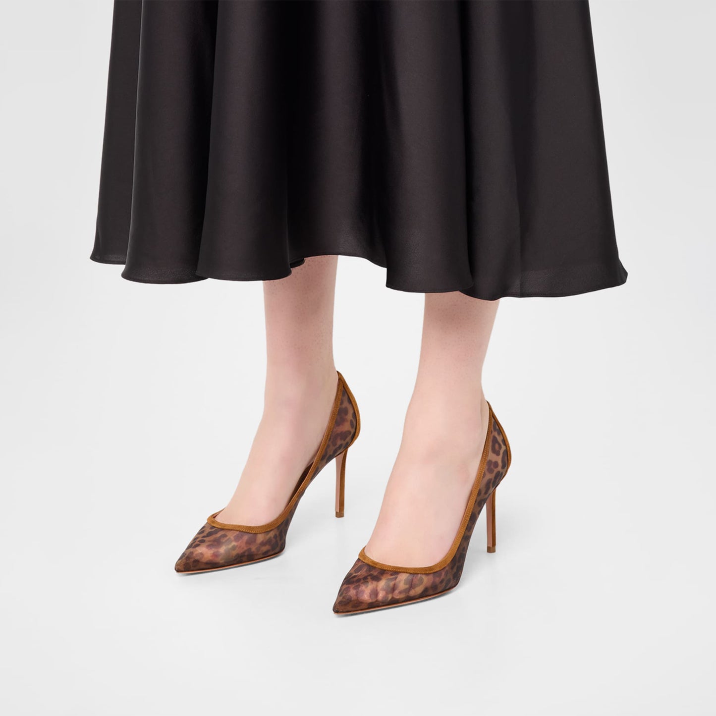 Leopard Mesh Pointed-Toe Classic Slip-On High Heels