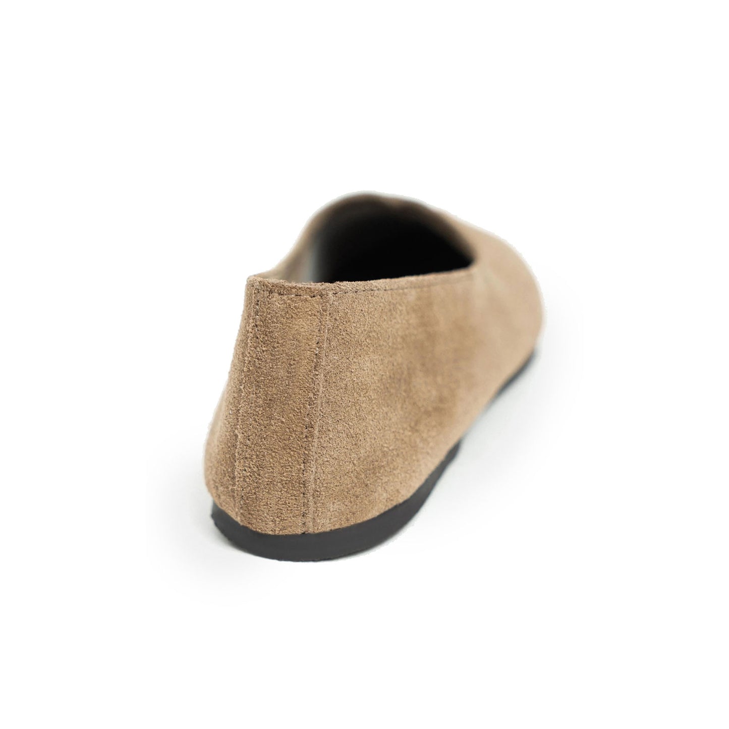 Taupe Cow Suede Round-Toe Slip-On Classic Ballet Flats