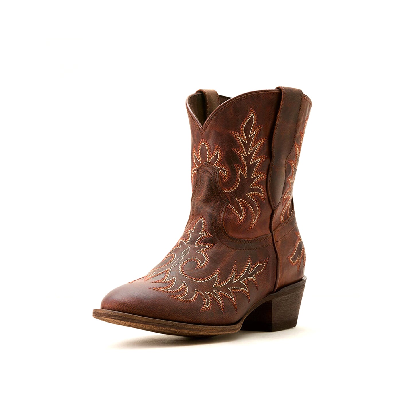 Sienna Round-Toe Stitching Ankle Cowgirl Boots