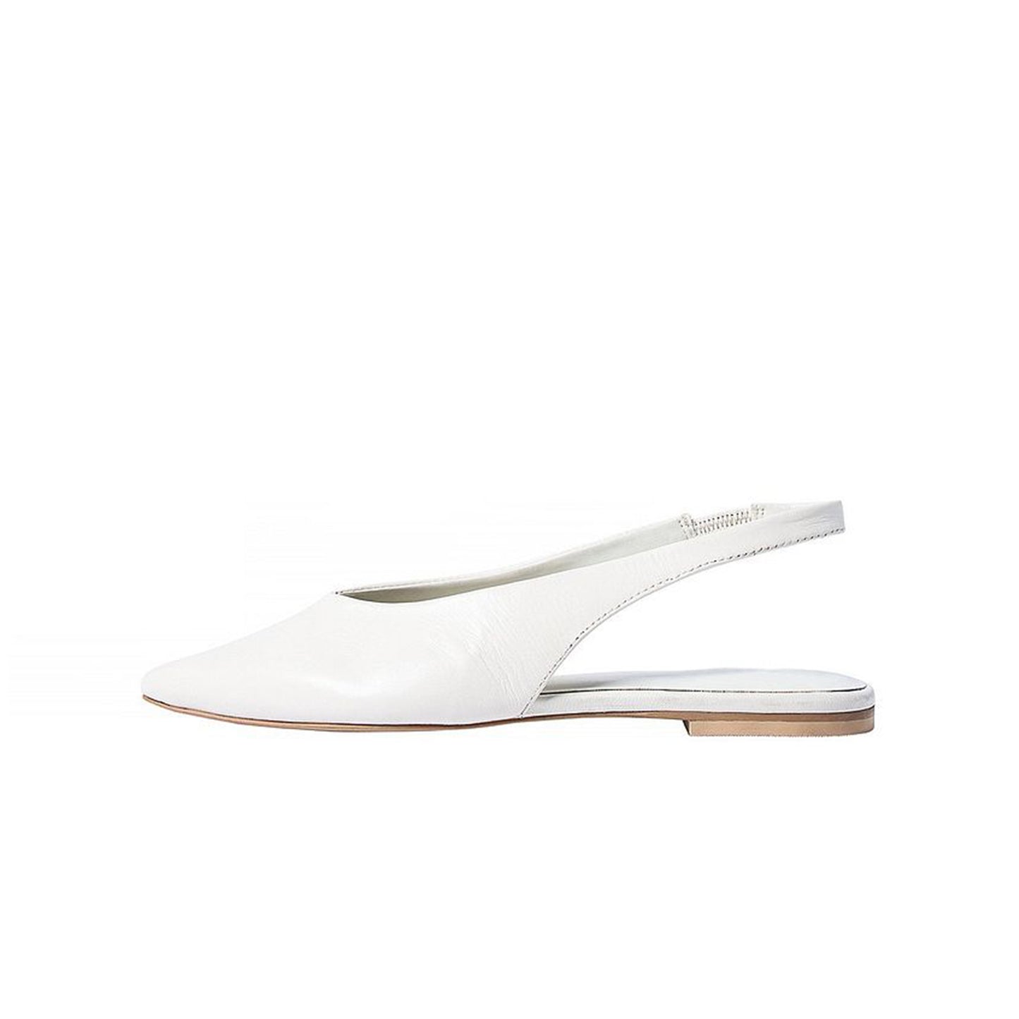 White Pointed-Toe Classic Slip-On Slingback Flats