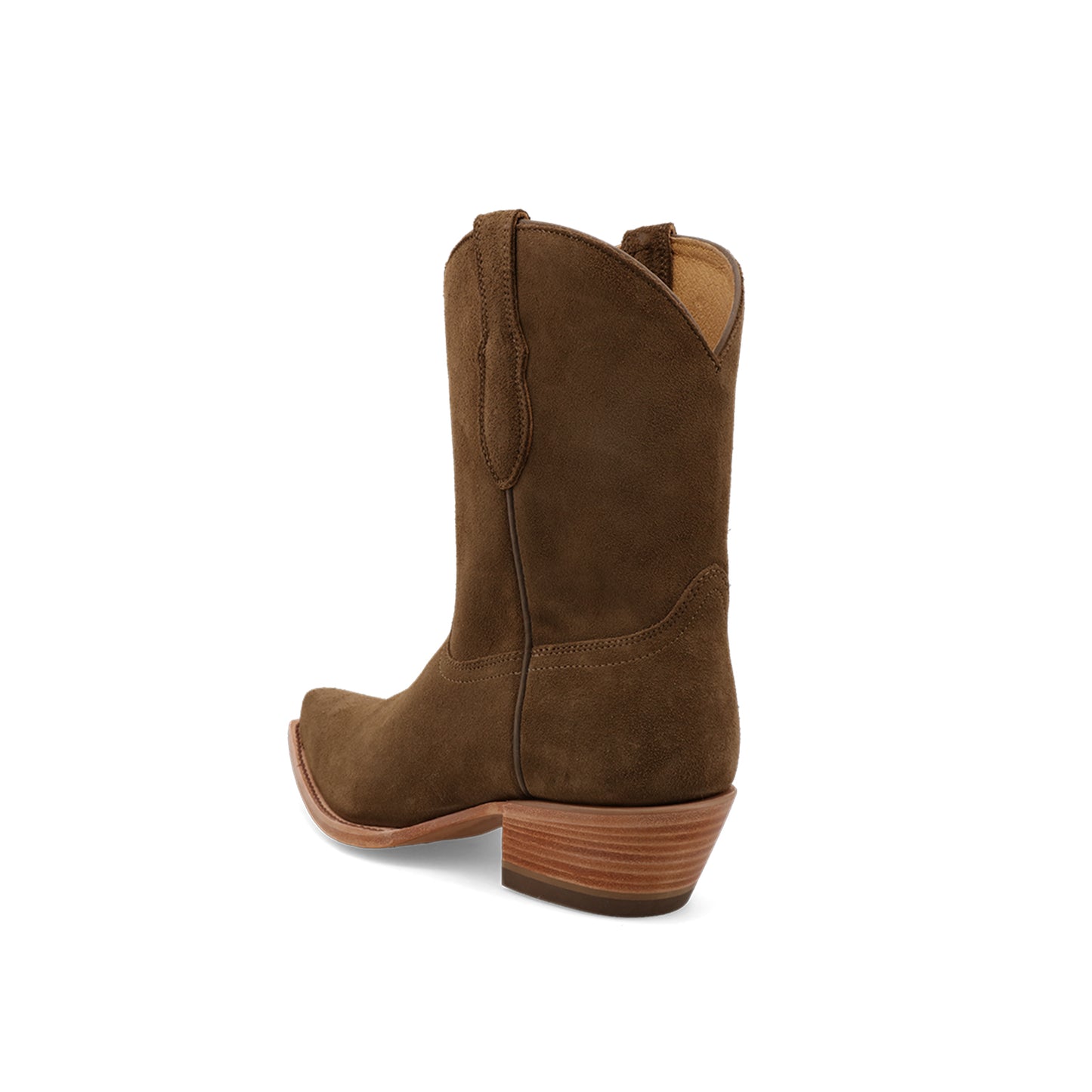 Brown Faux Suede Snip-Toe Classic Simple Ankle Cowgirl Boots
