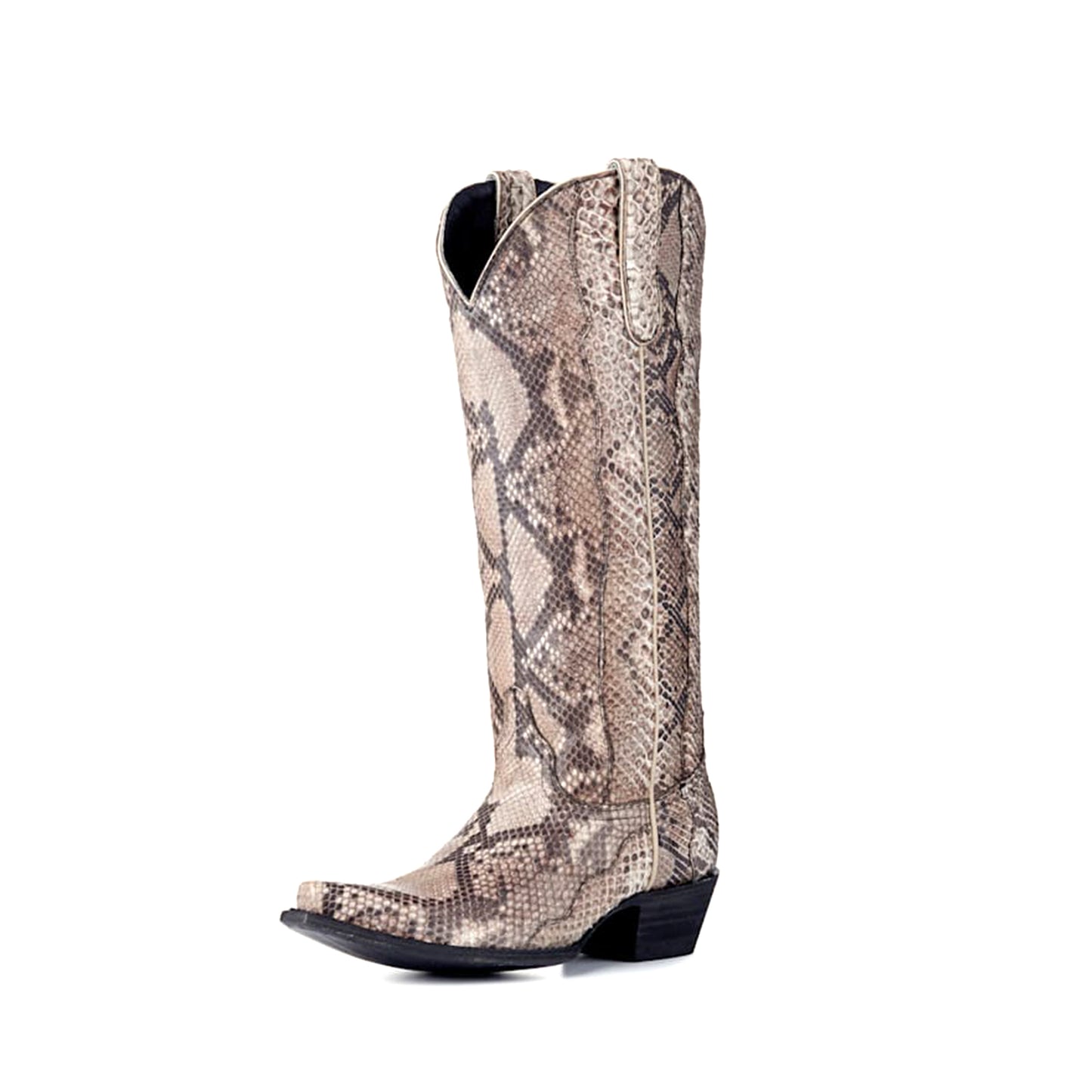 Snakeskin Print Snip-Toe Classic Wide Calf Knee High Cowgirl Boots
