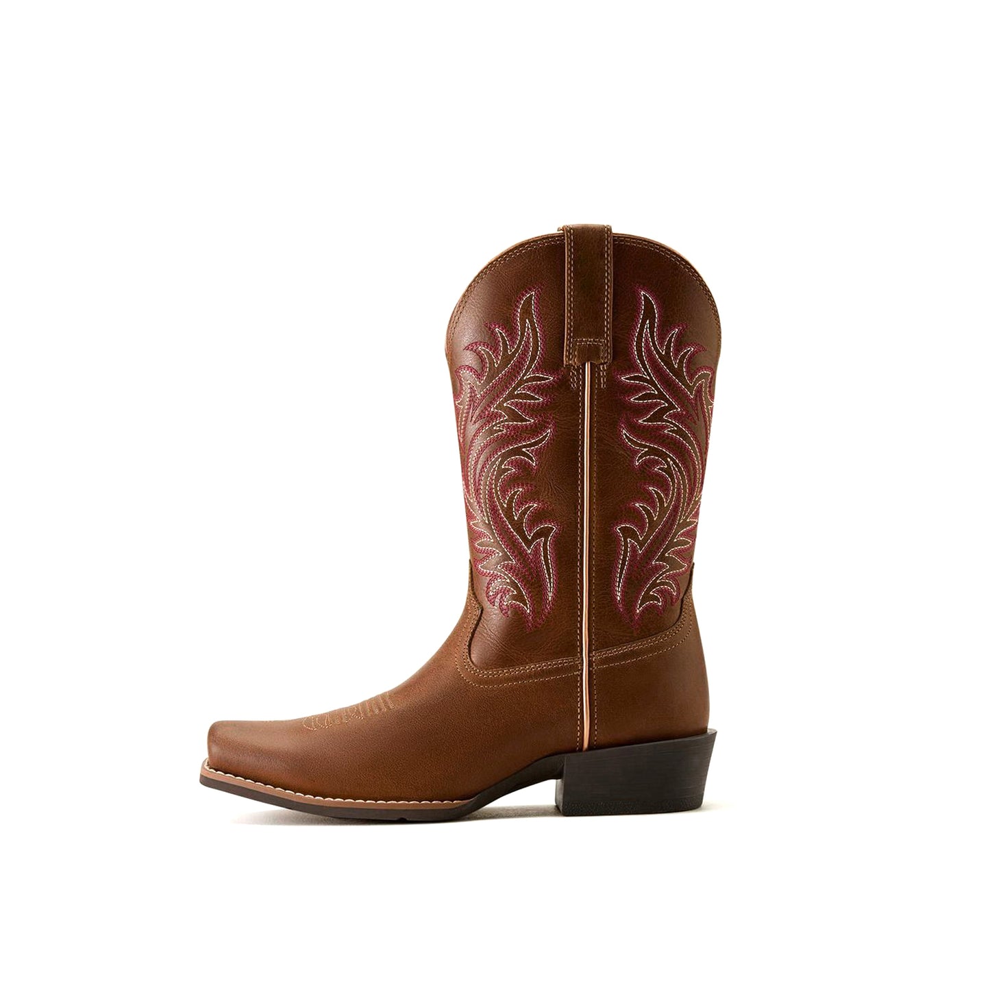 Brown Square-Toe Classic Embroidery Mid Calf Cowgirl Boots For Women