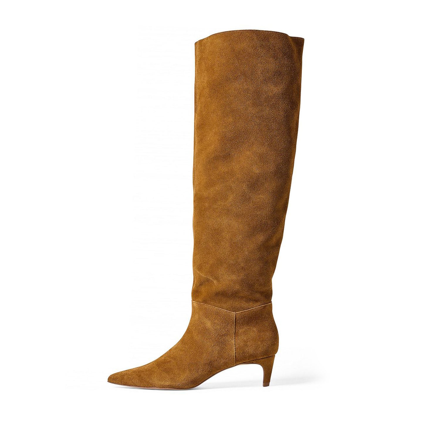 Tan Faux Suede Pointed-Toe Chic Wide Calf Knee High Stiletto Boots
