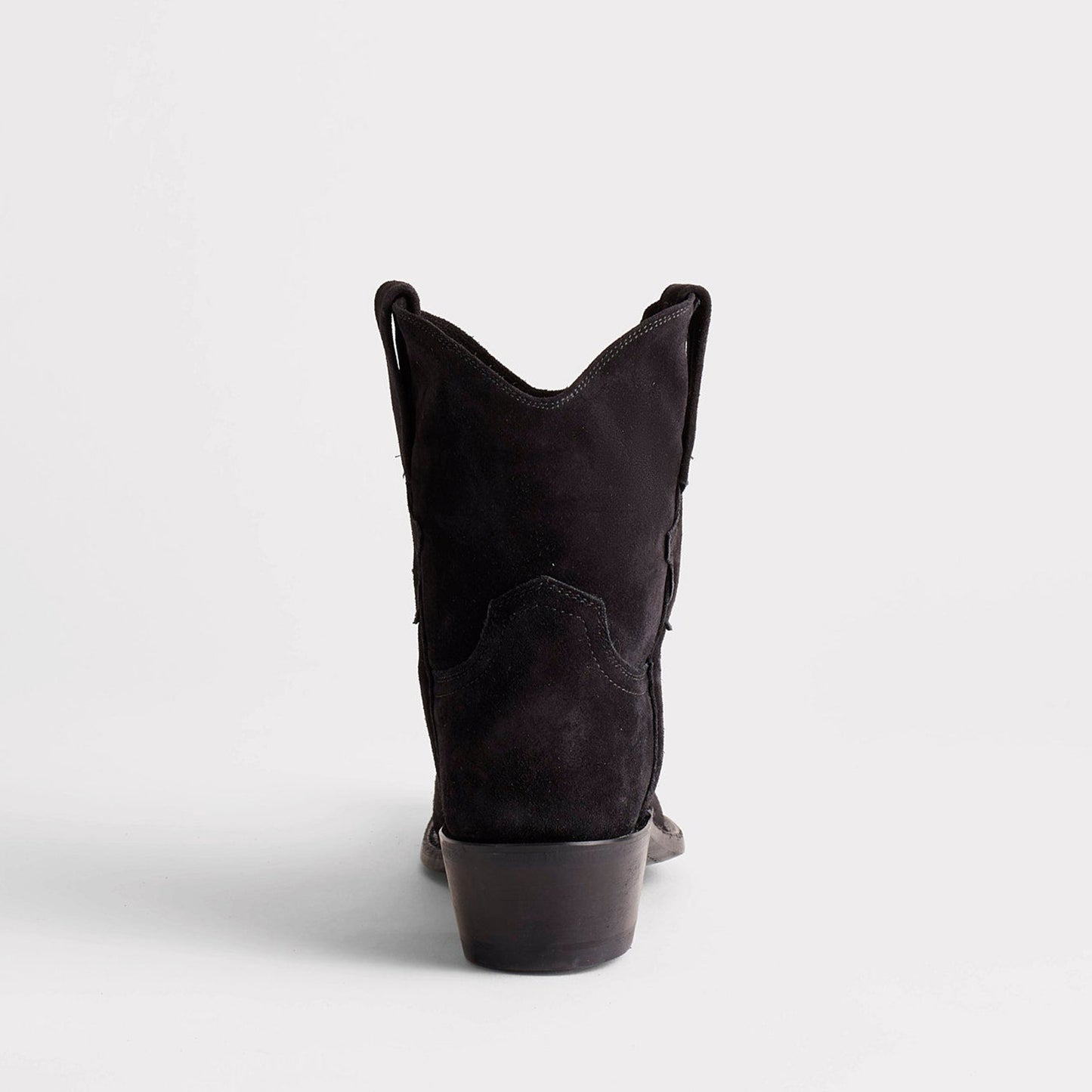 Black Faux Suede Snip-Toe Western Ankle Simple Cowgirl Boots