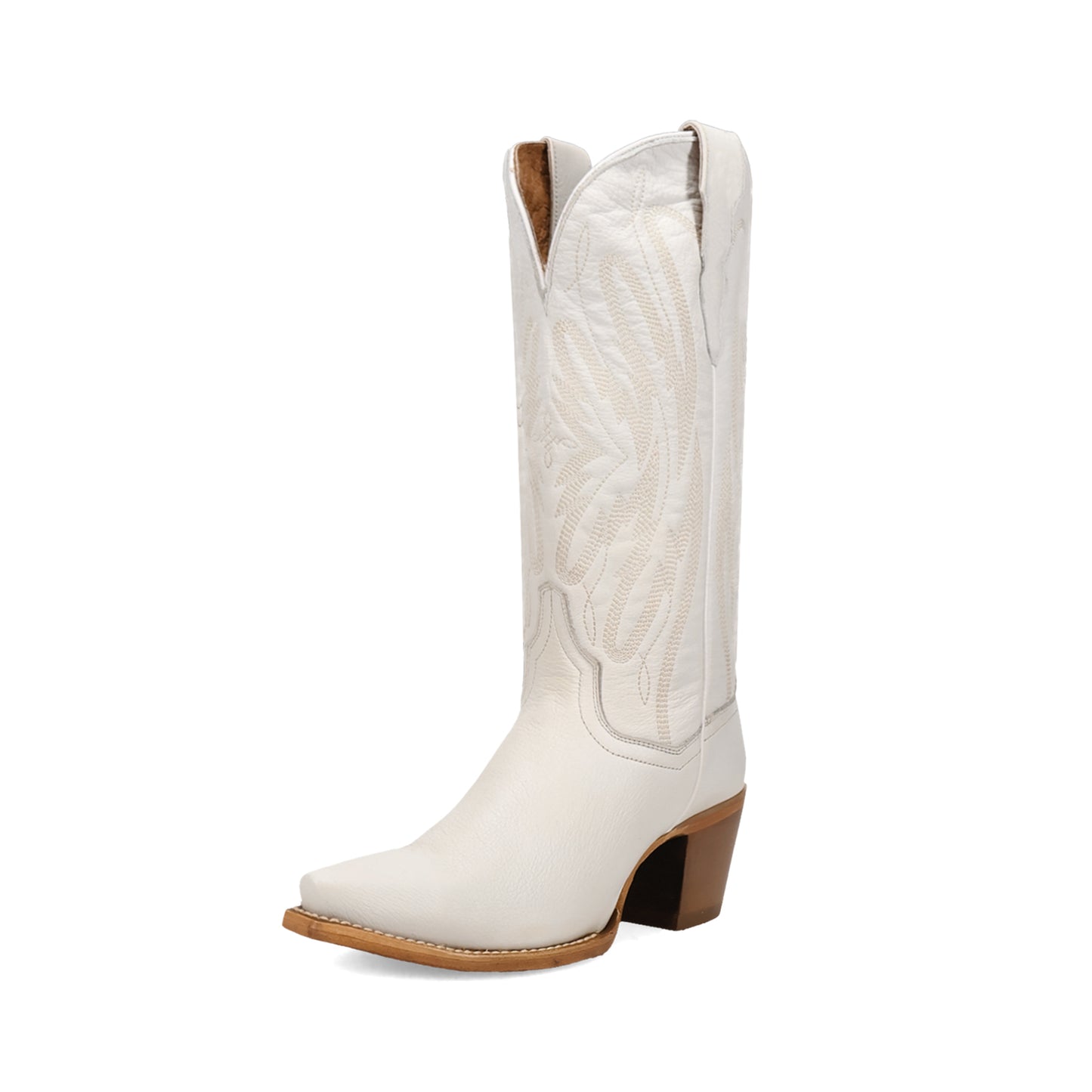 White Snip-Toe Chic Embroidery Western Mid Calf Cowgirl Boots