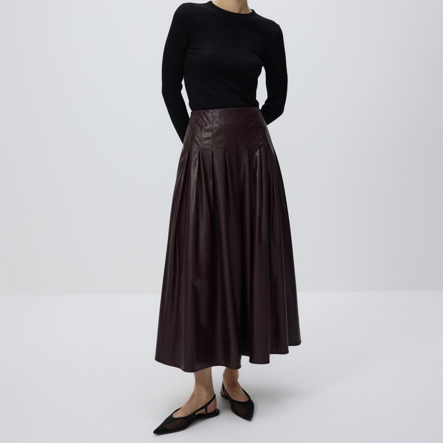 Black Mesh Pointed-Toe Simple Slingback Flats