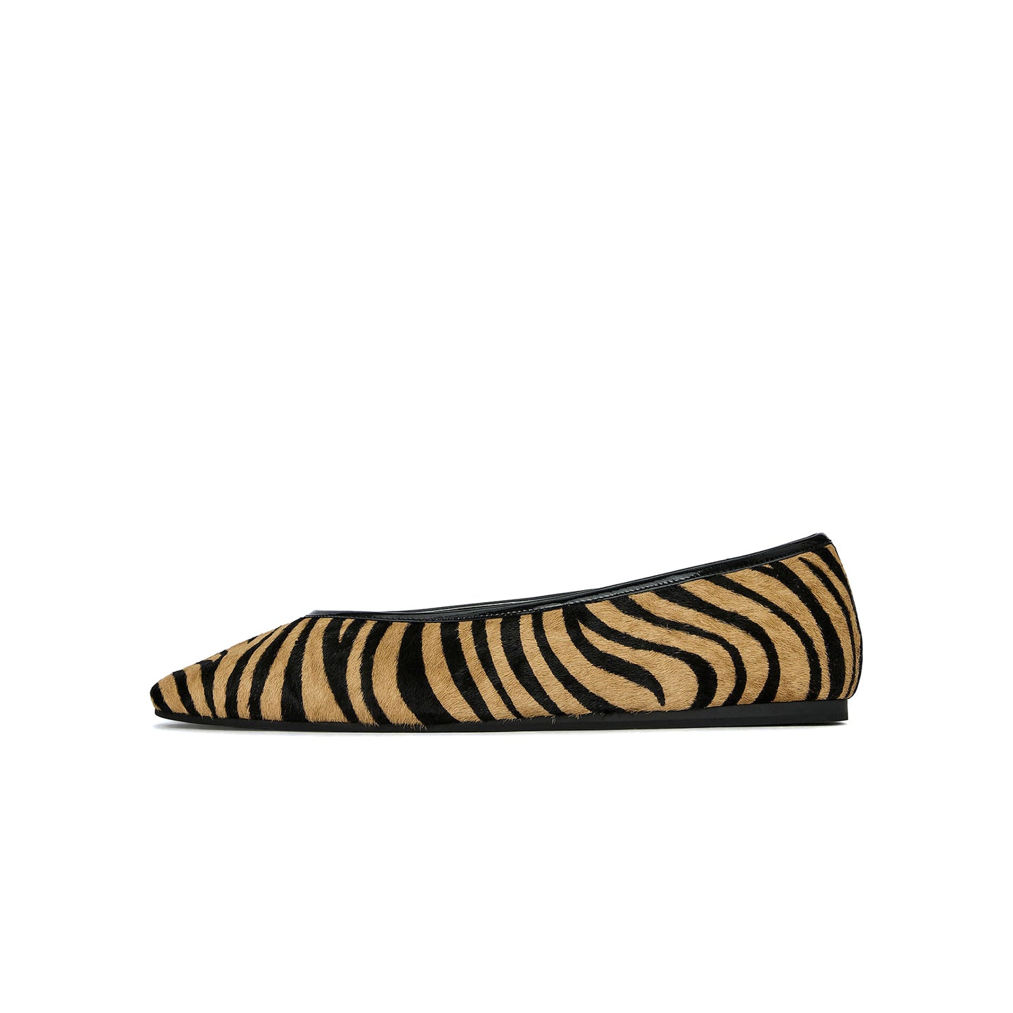 Zebra Print Pony Hair Vegan Leather Square-Toe Classic Ballet Flats