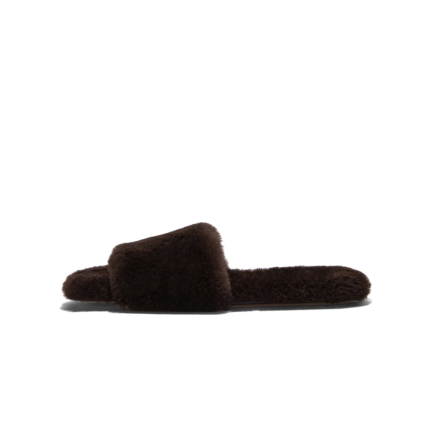 Chocolate Plush Square-Toe Slip-On Slippers Flats