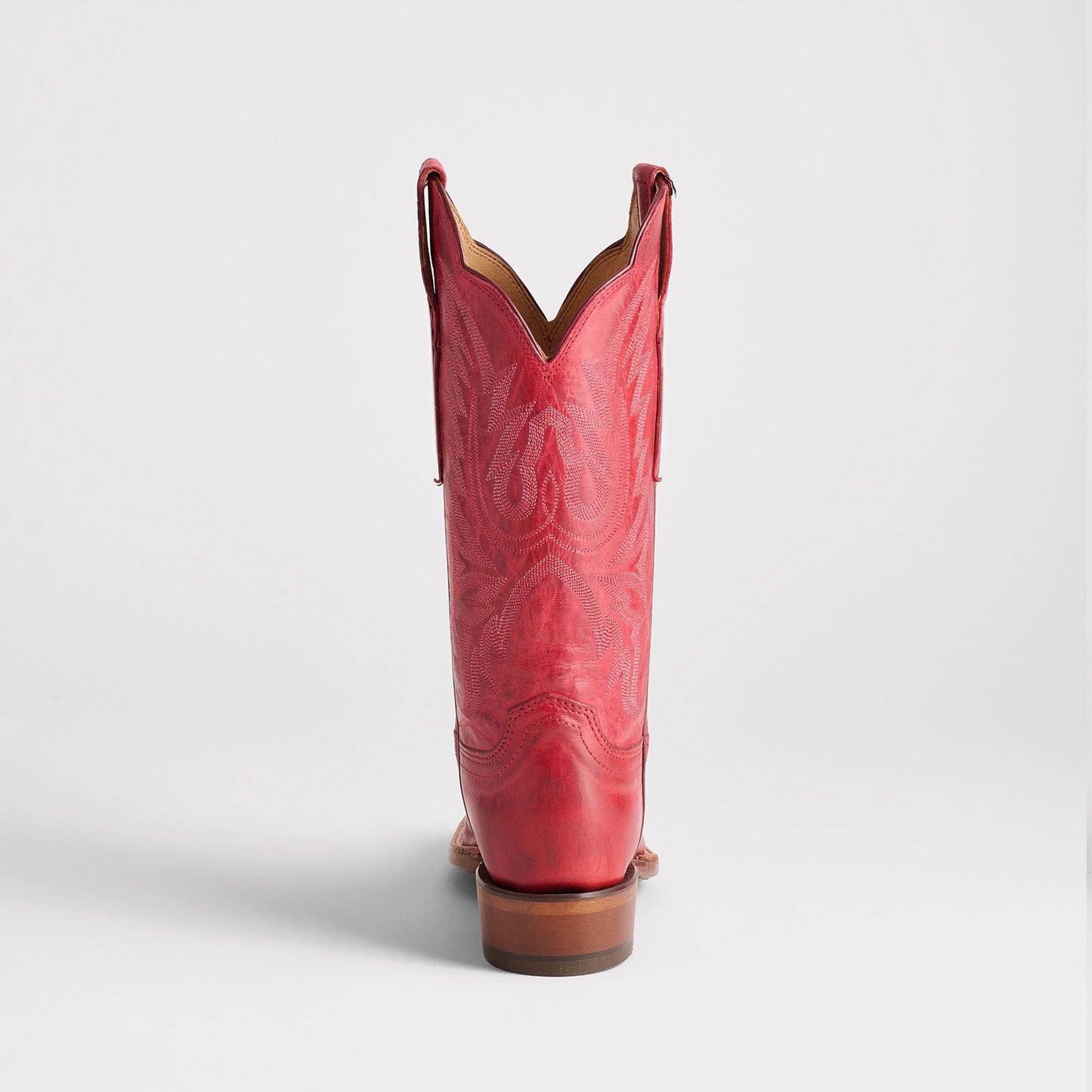 Red Square-Toe Delicate Embroidery Classic Mid Calf Cowgirl Boots
