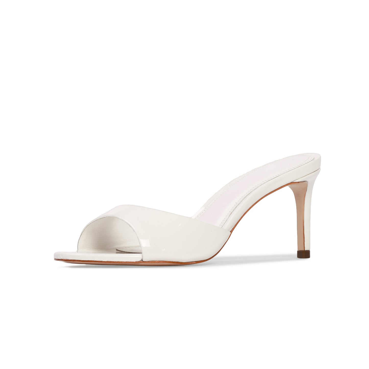 Coconut White Patent Round-Toe Simple Sleek Backless High Heels