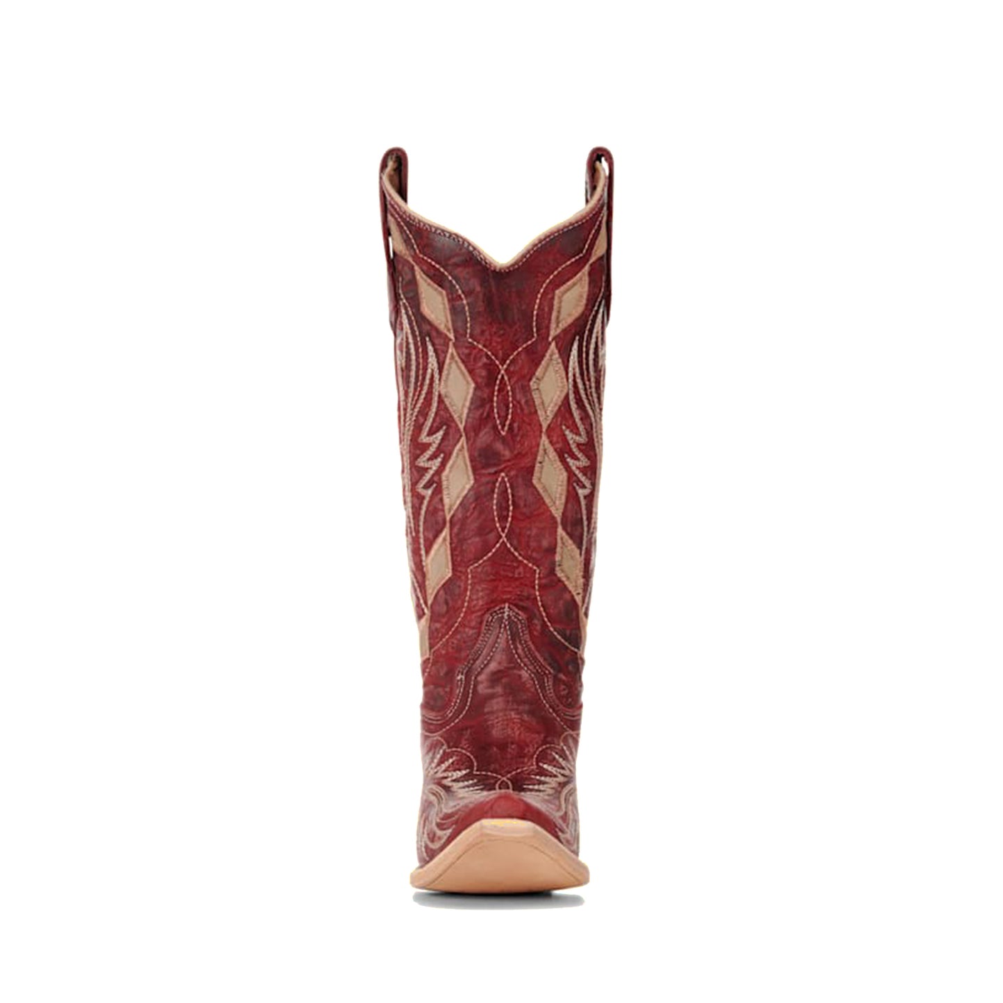 Dark Red Snip-Toe Embroidery And Inlay Mid Calf Cowgirl Boots