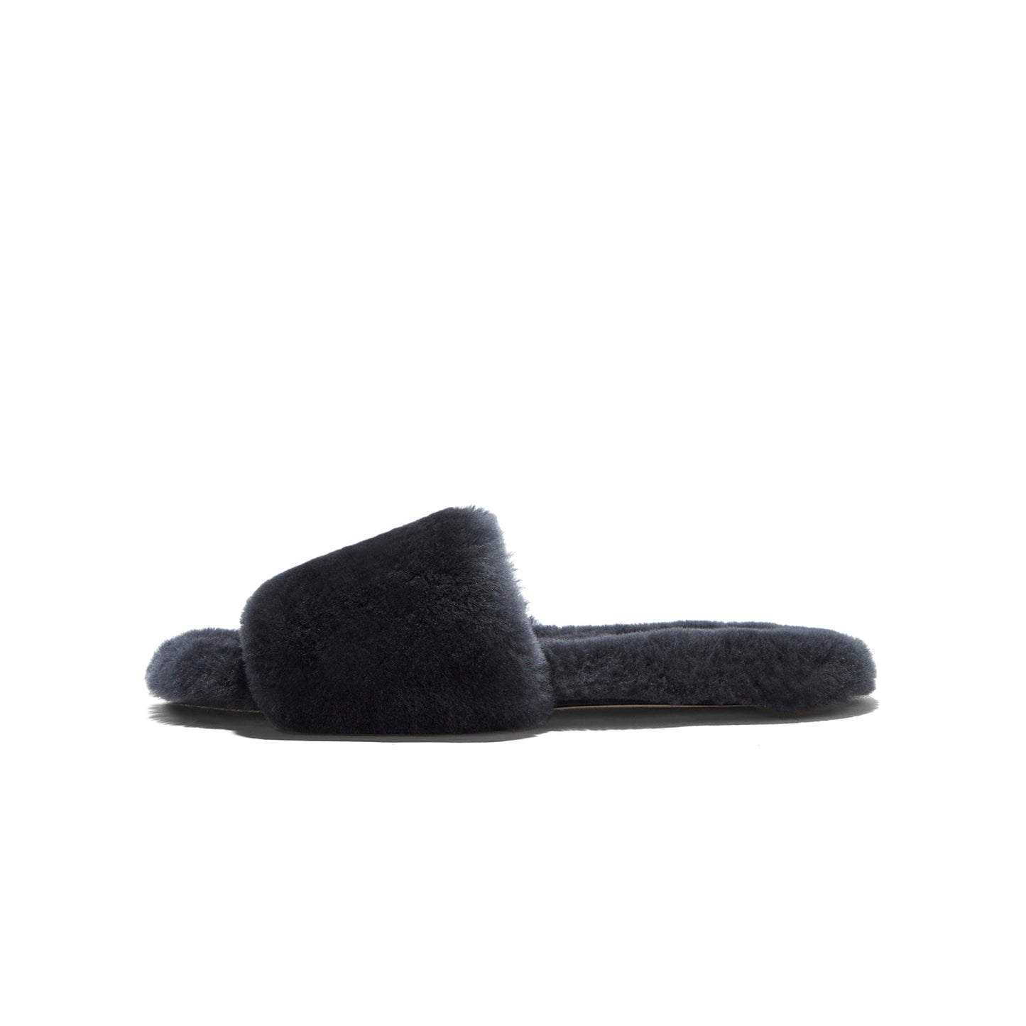 Charcoal Plush Square-Toe Slip-On Slippers Flats