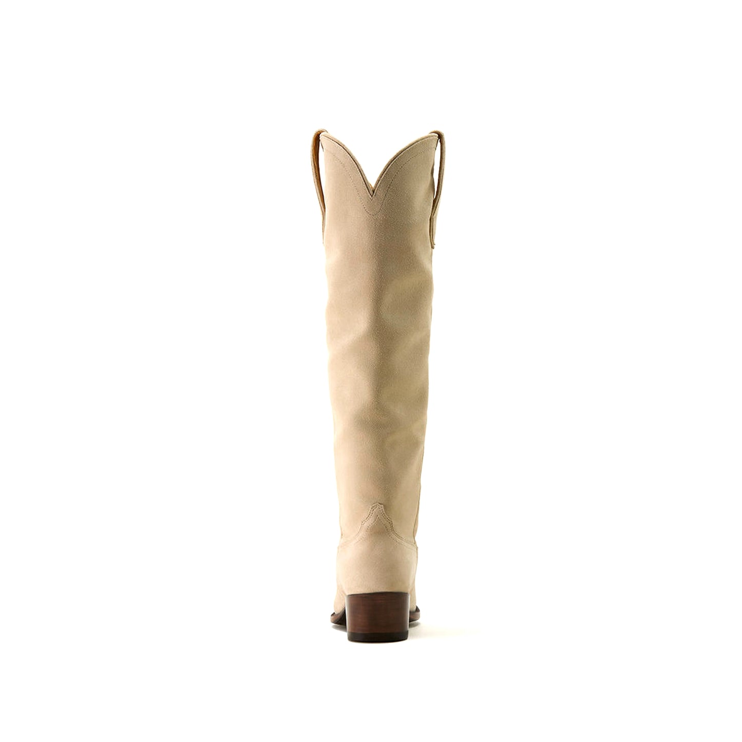 Beige Faux Suede Round-Toe Simple Wide Calf Knee High Cowgirl Boots