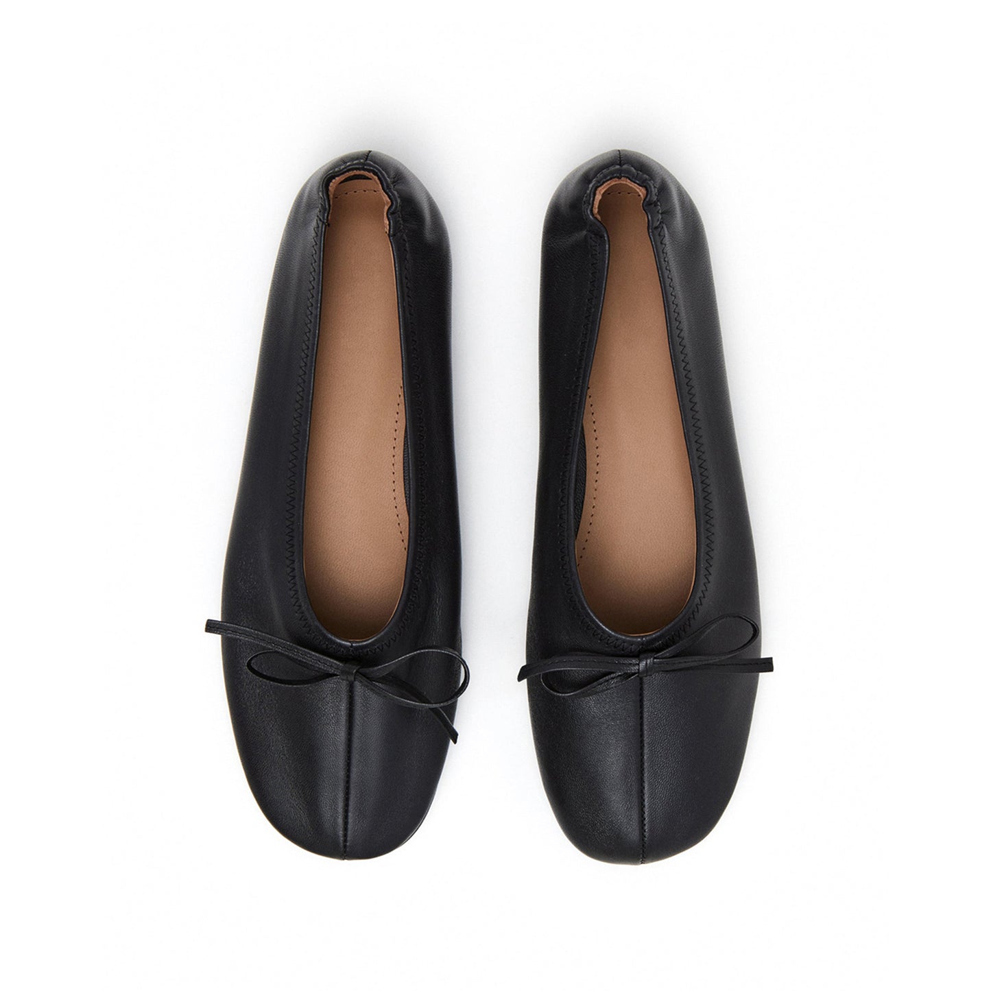 Black Square-Toe Classic Front Bow Slip-On Ballet Flats