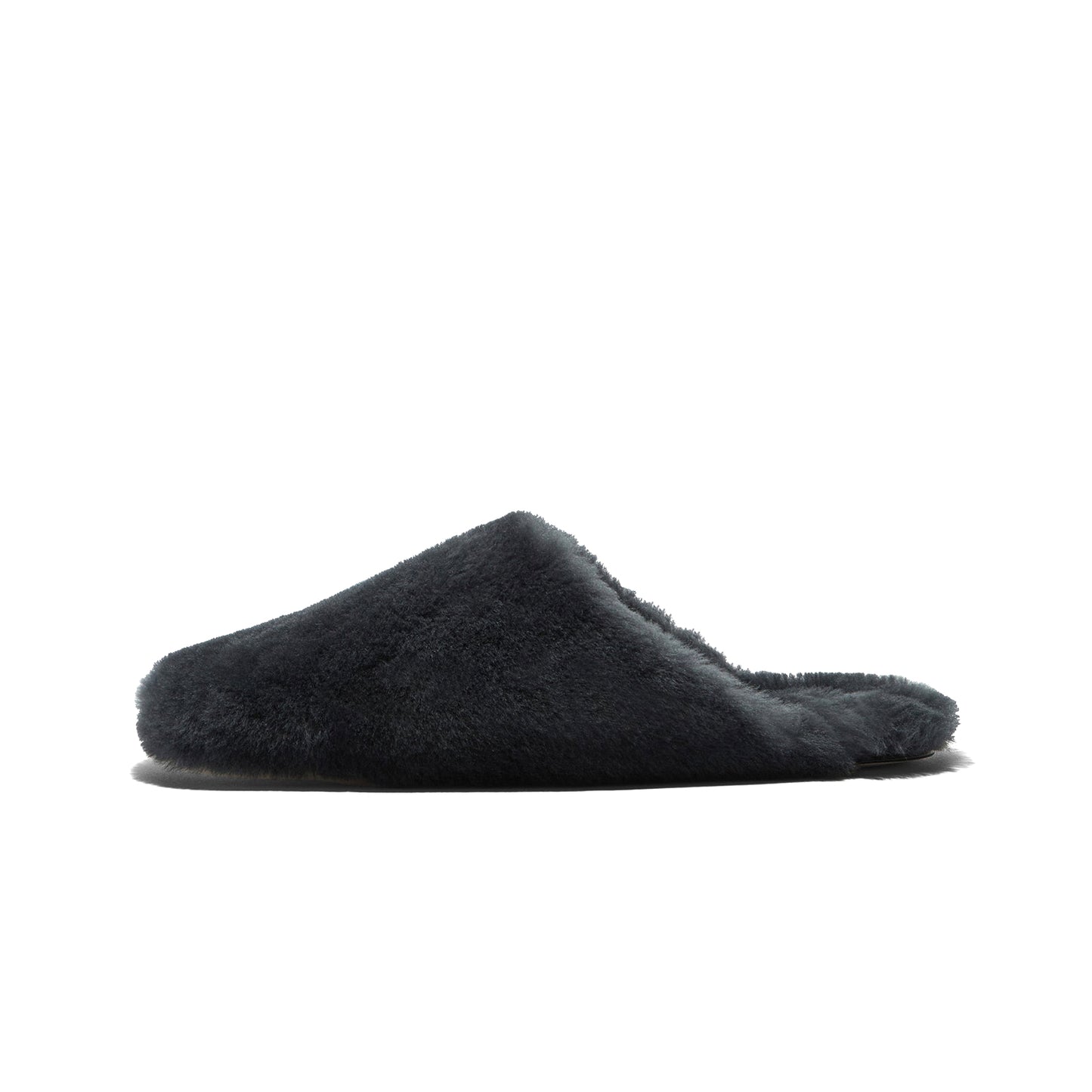 Charcoal Plush Square-Toe Slip-On Backless Slippers Flats