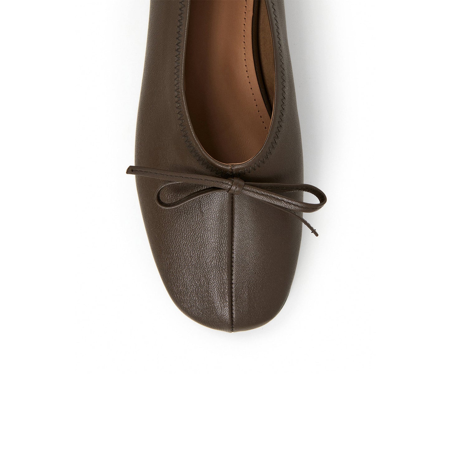 Khaki Square-Toe Classic Front Bow Slip-On Ballet Flats
