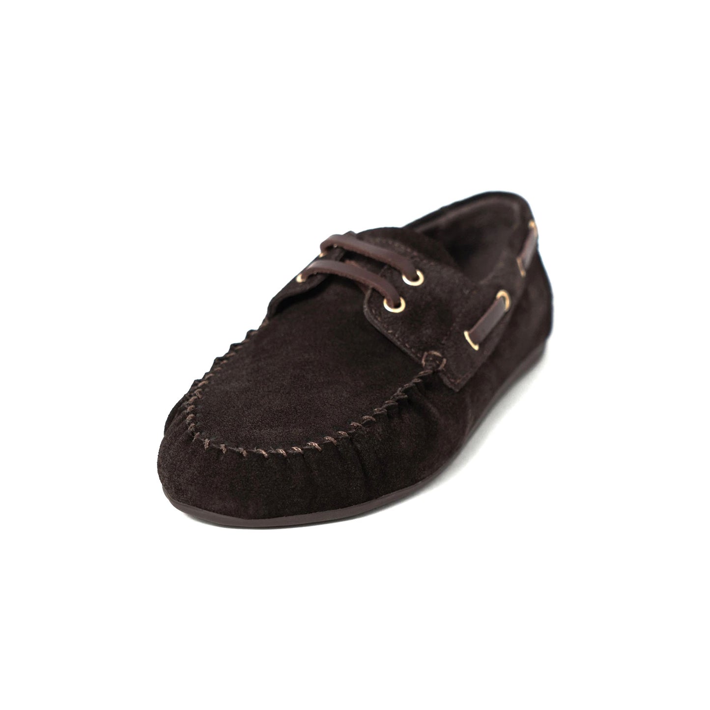 Coffee Cow Suede Round-Toe Laces Classic Loafers Flats