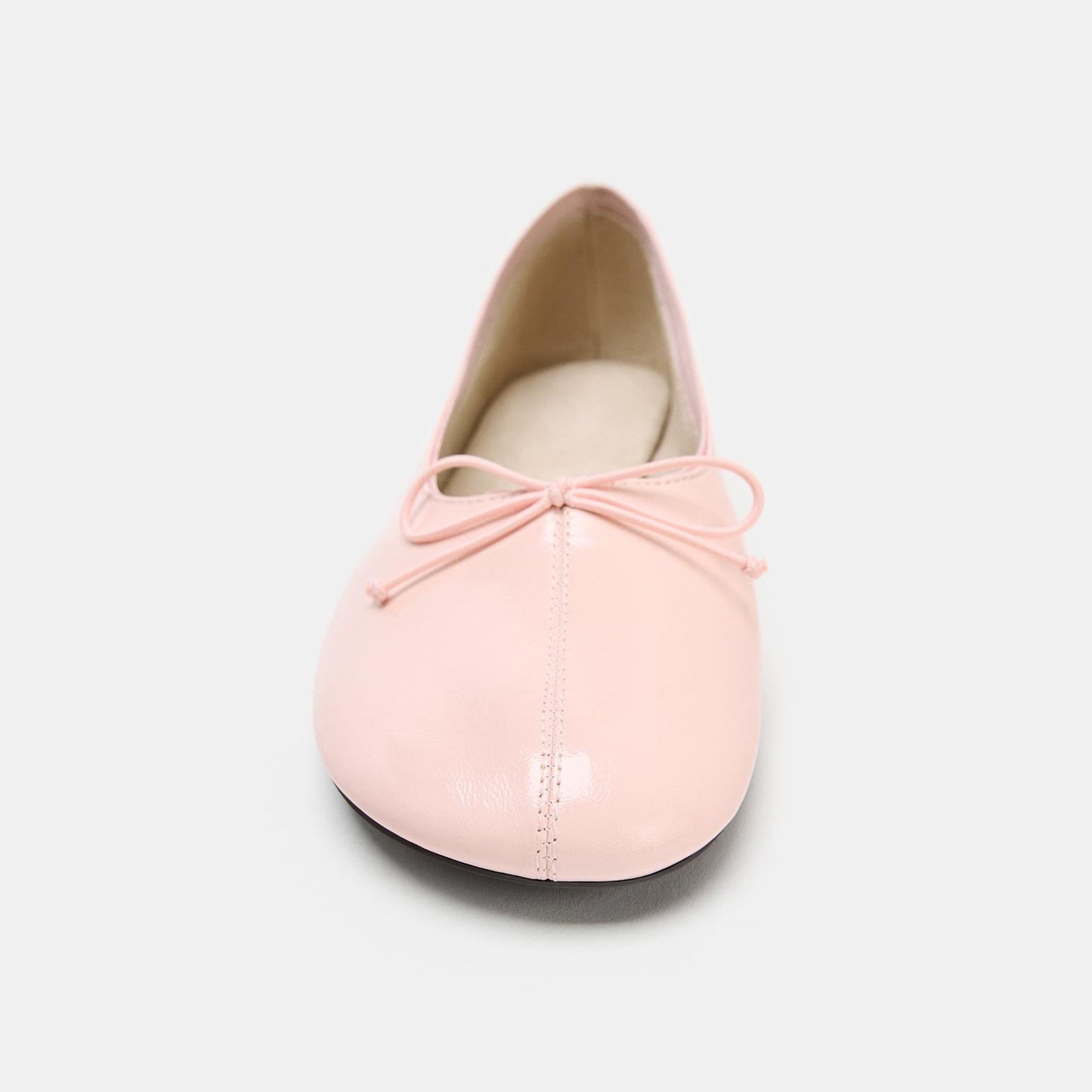 Pink Square-Toe Front Bow Simple Slip-On Ballet Flats