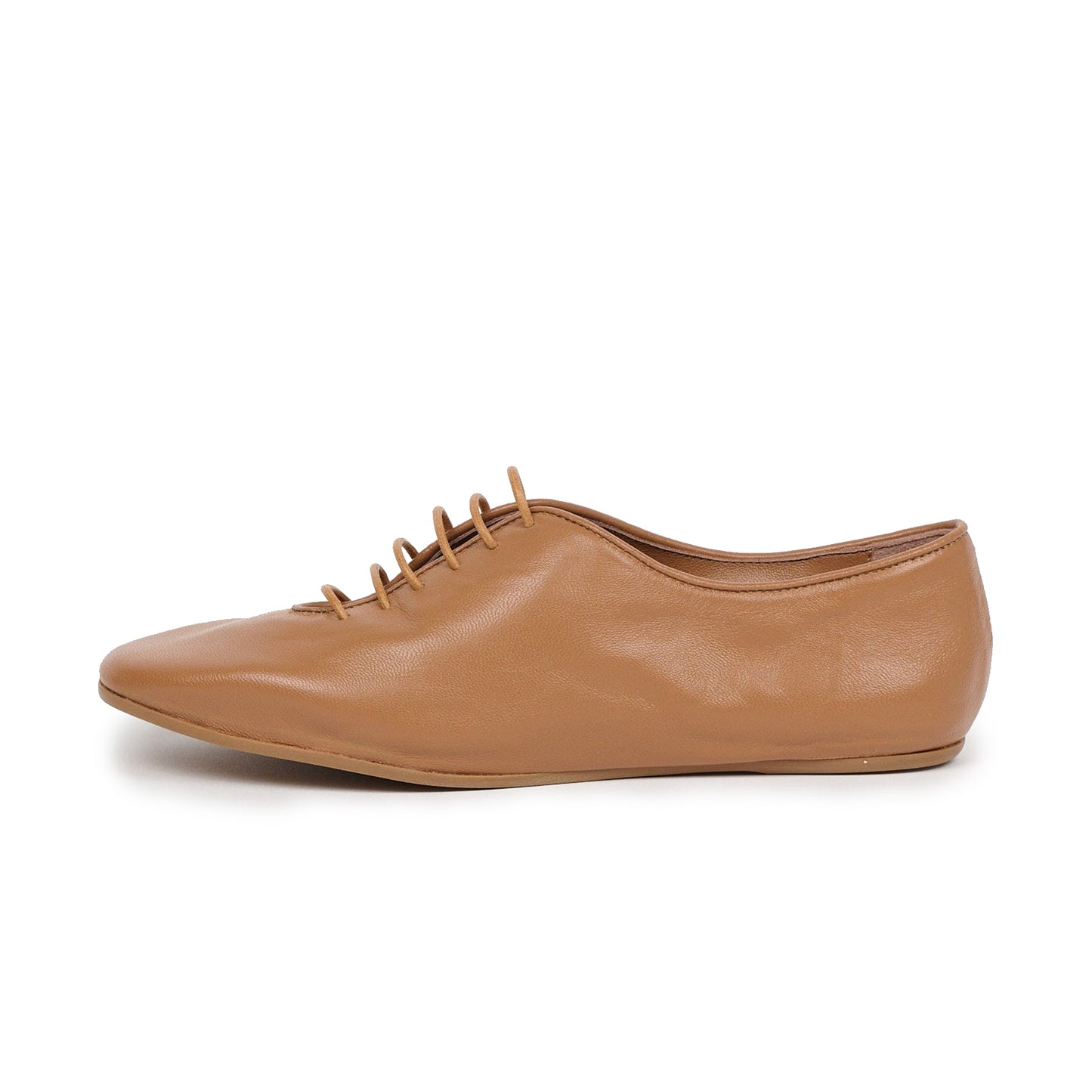 Camel Square-Toe Lace-Up Slip-On Slippers Flats