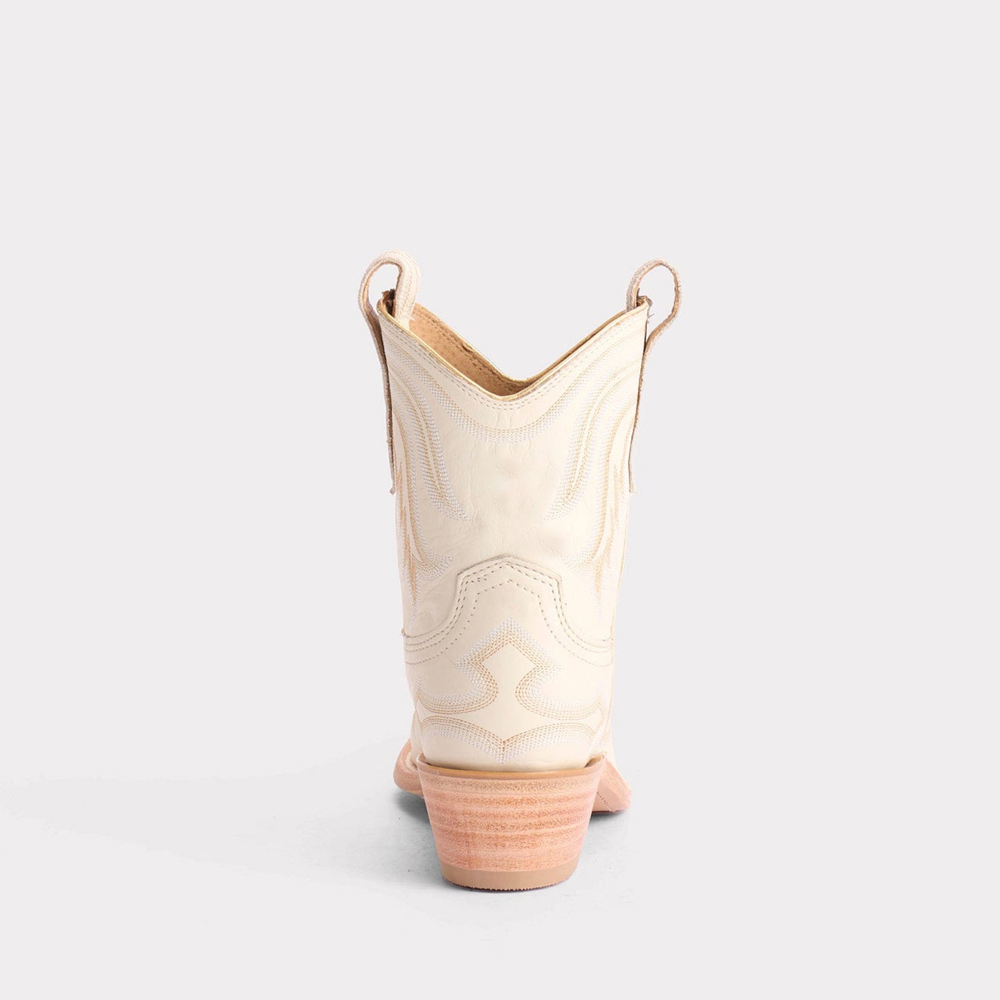 Cream Snip-Toe Delicate Embroidery Western Ankle Cowgirl Boots