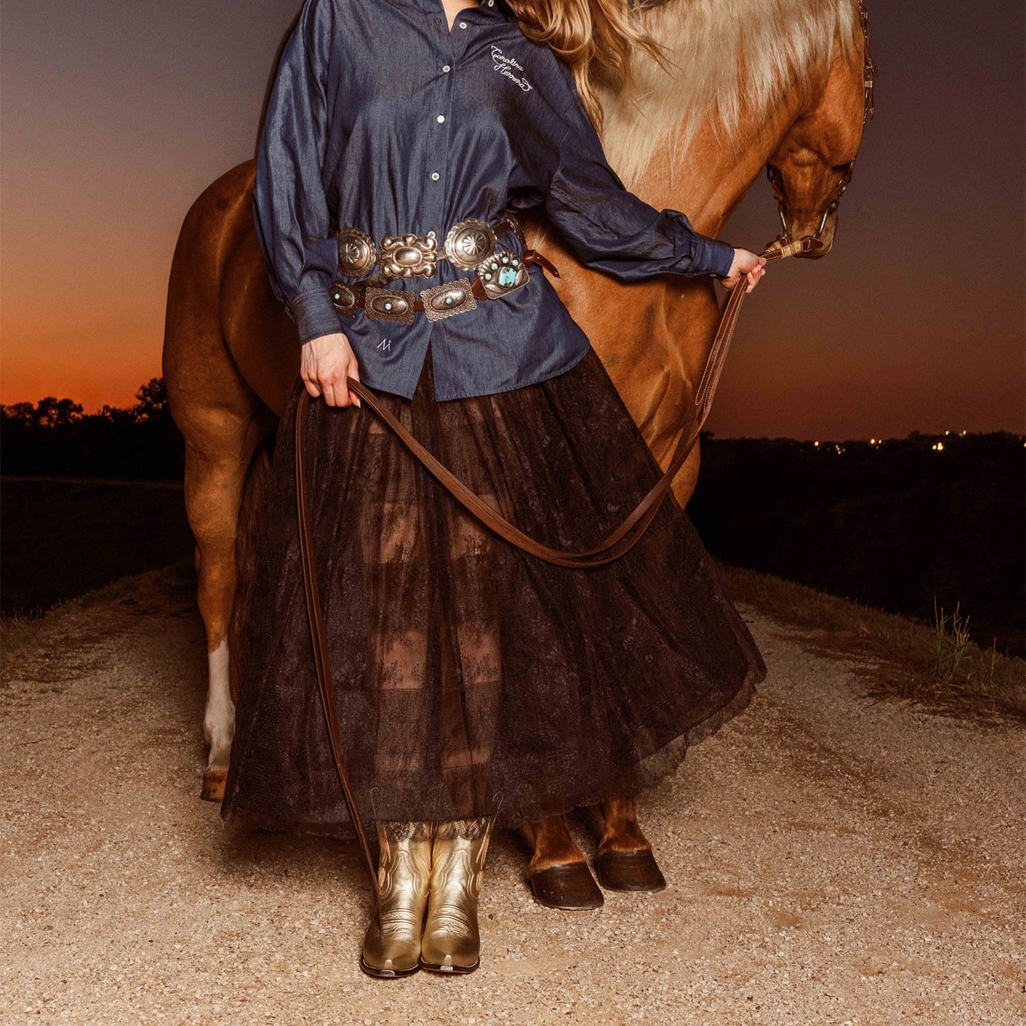 Metallic Gold Snip-Toe Tulip Inlay Ankle Cowgirl Boots