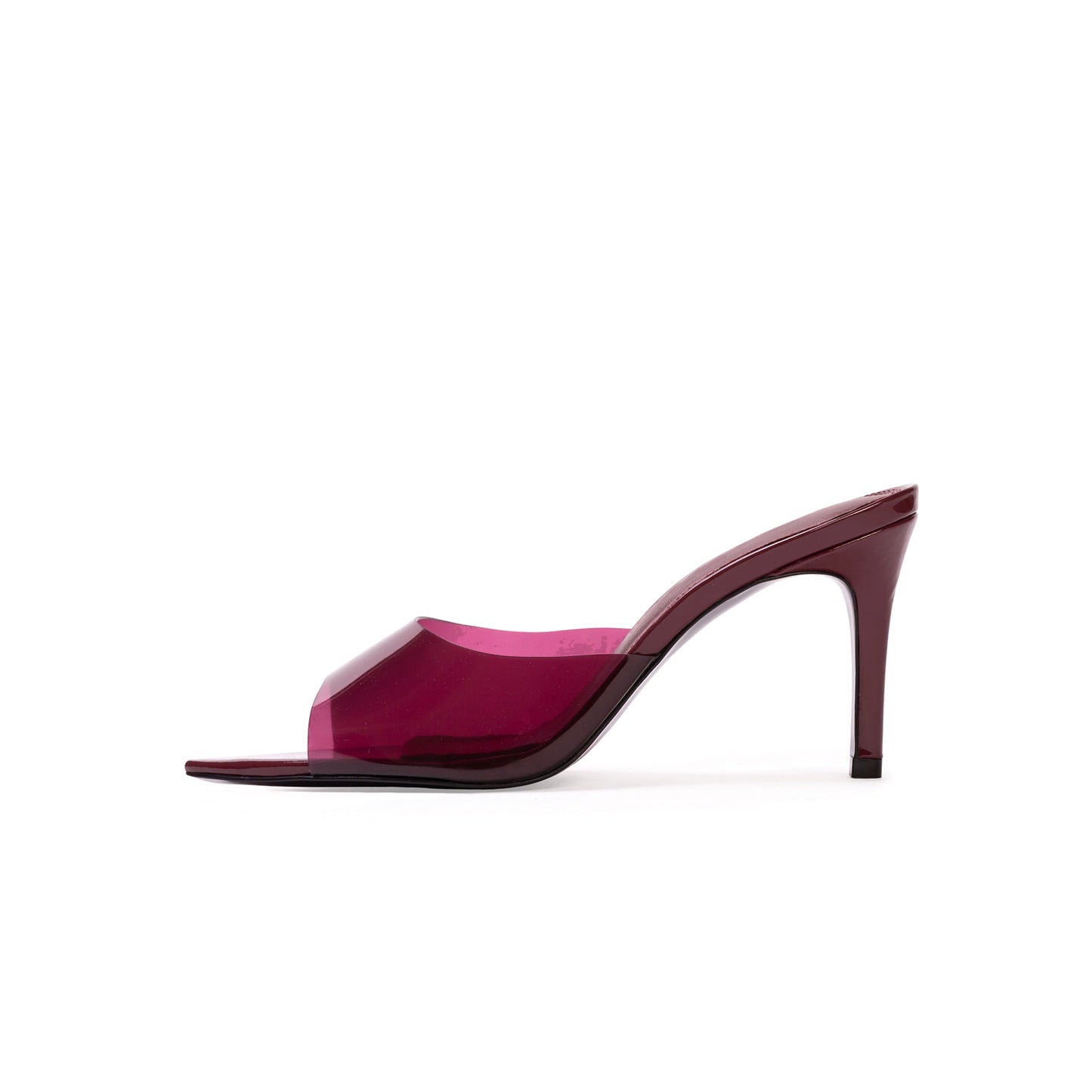 Red TPU Film Pointed-Toe Backless High Heels