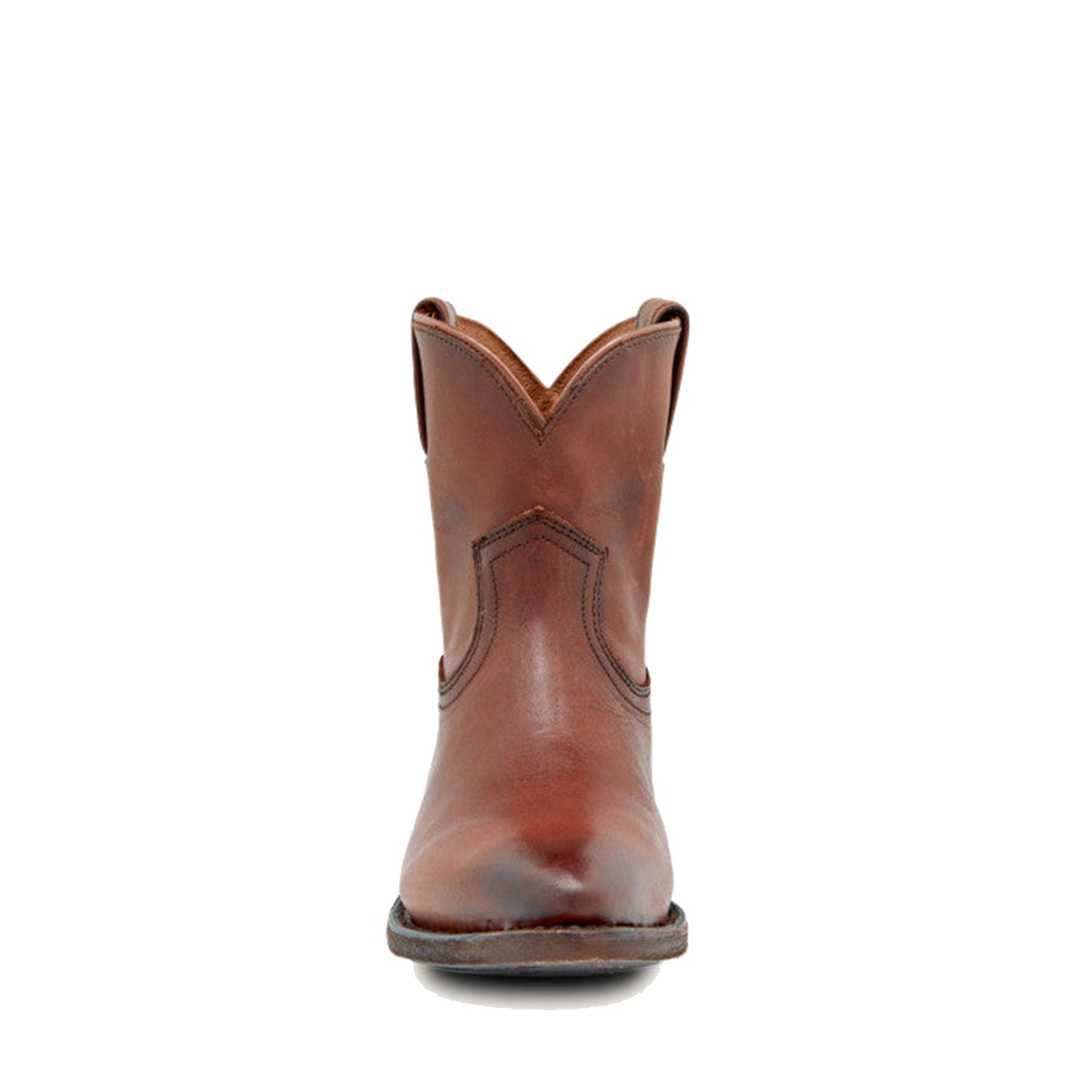 Cognac Round-Toe Simple Slip-On Ankle Cowgirl Boots