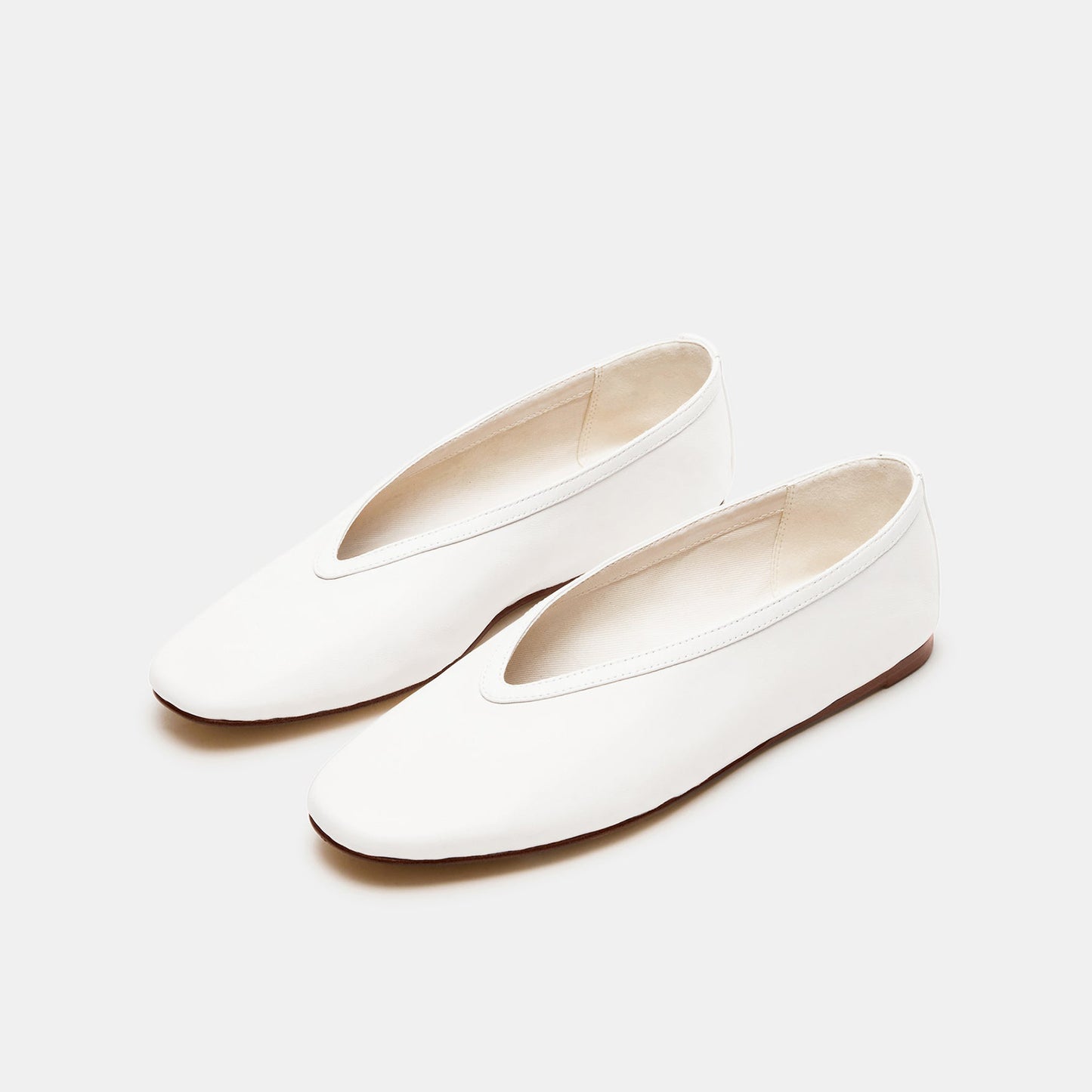 White Elegant Square-Toe Rhinestone Slip-On Flats