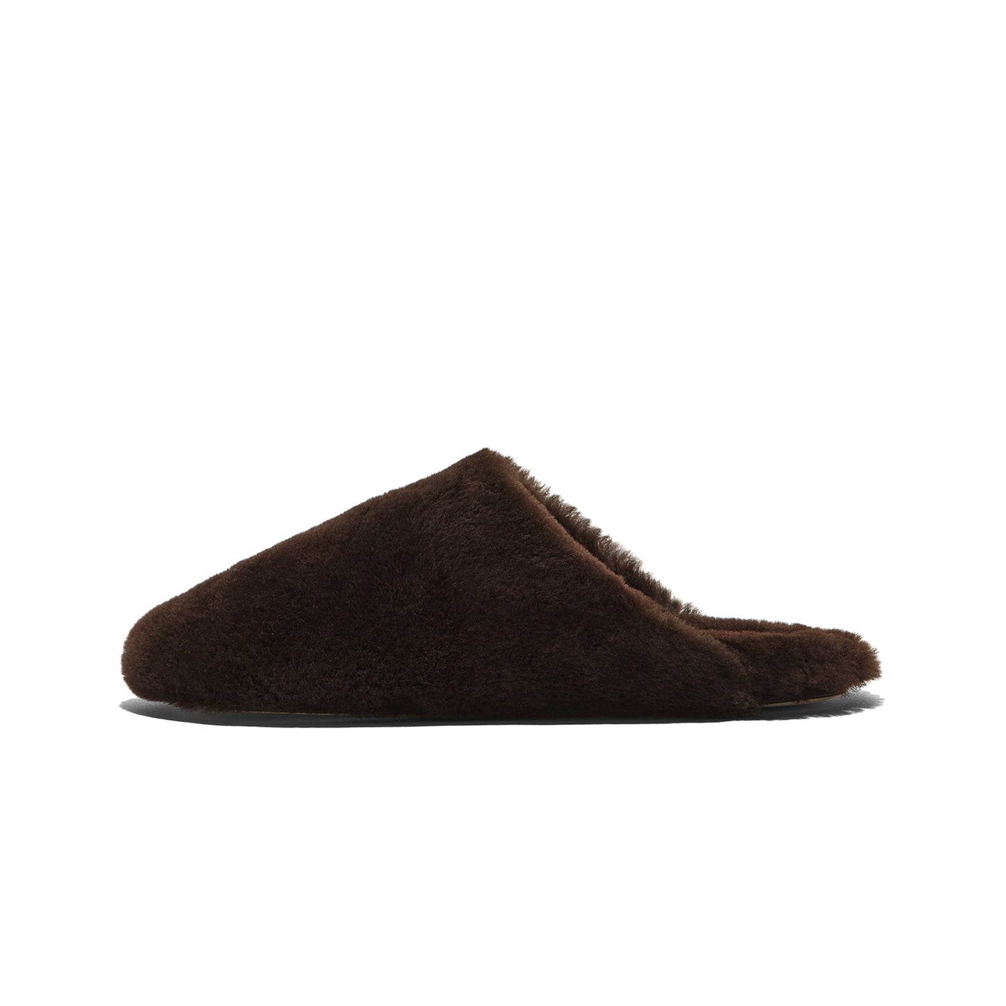 Chocolate Plush Square-Toe Slip-On Backless Slippers Flats