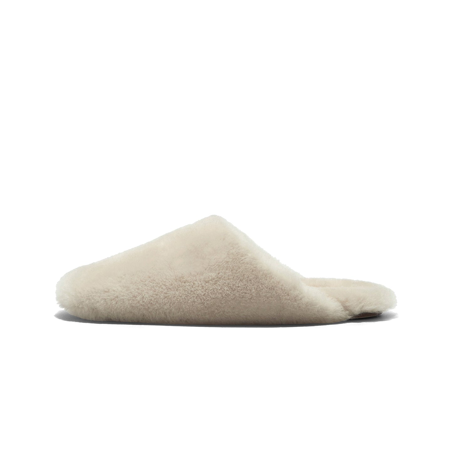 Cream Plush Square-Toe Slip-On Backless Slippers Flats