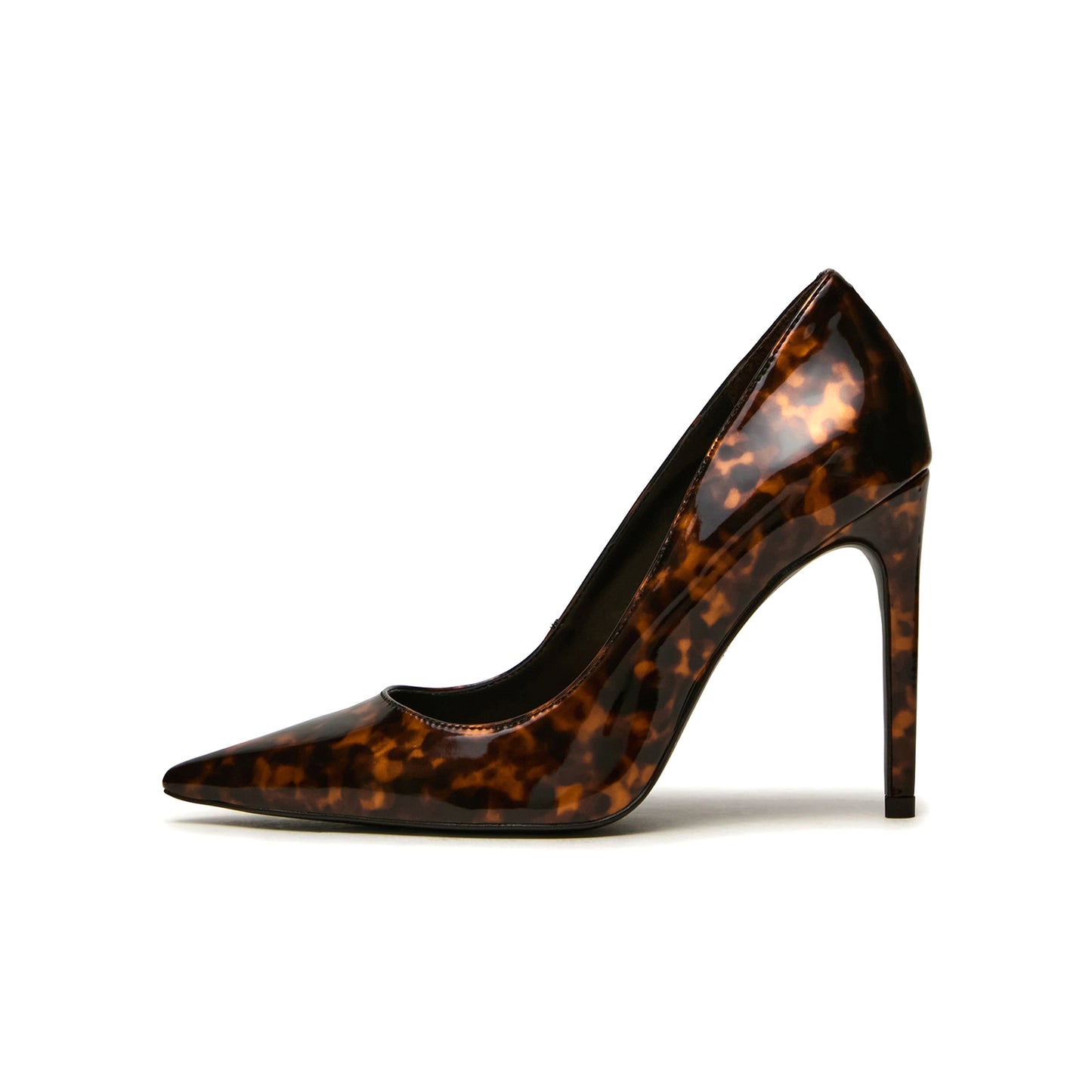 Leopard Print Patent Leather Pointed-Toe Slip-On High Heels