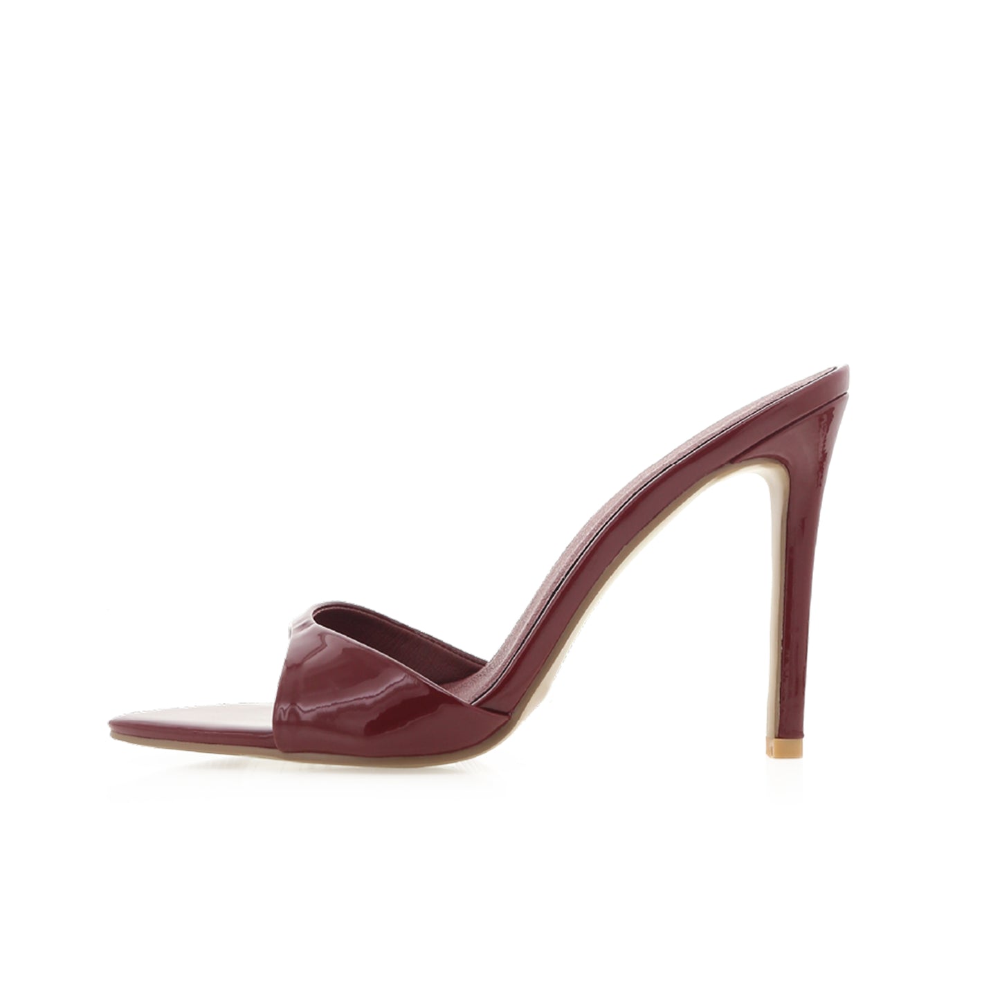 Patent Red Open Pointed-Toe Slip-On Classic Backless High Heels
