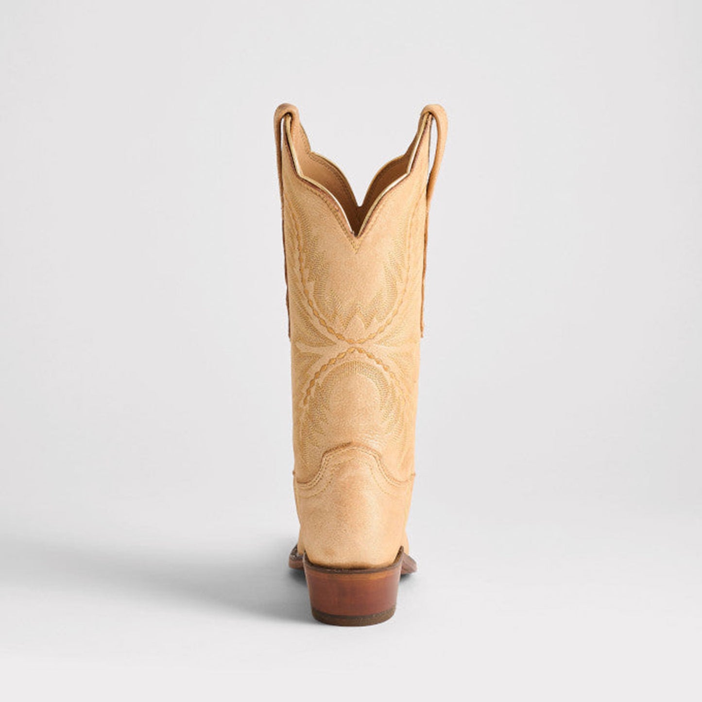 Metallic Champagne Snip-Toe Western Embroidery Mid Calf Chic Cowgirl Boots