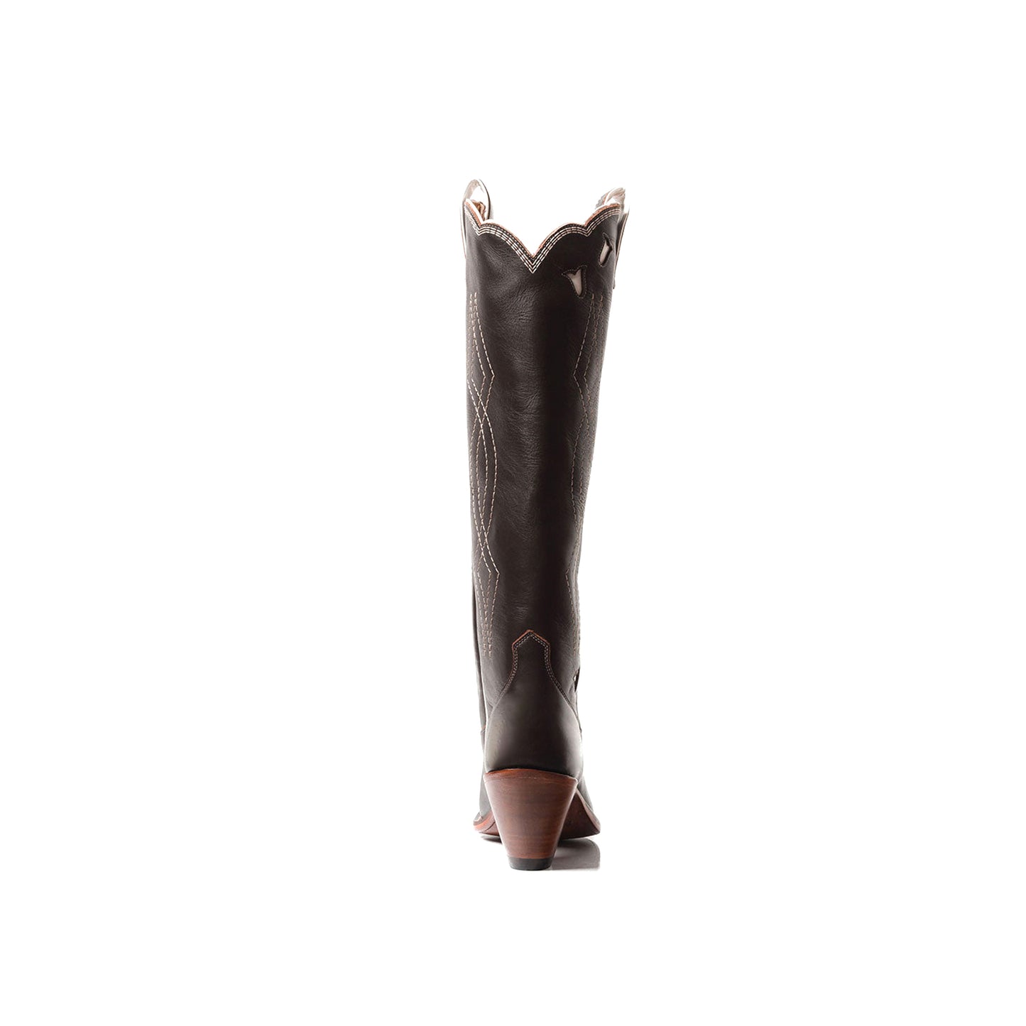 Chocolate Snip-Toe Tulip Inlay Embroidery Wide Calf Knee High Cowgirl Boots