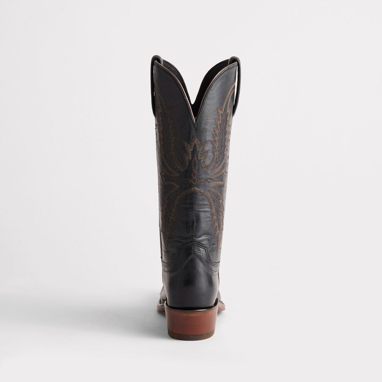 Black Snip-Toe Western Embroidery Mid Calf Classic Cowgirl Boots